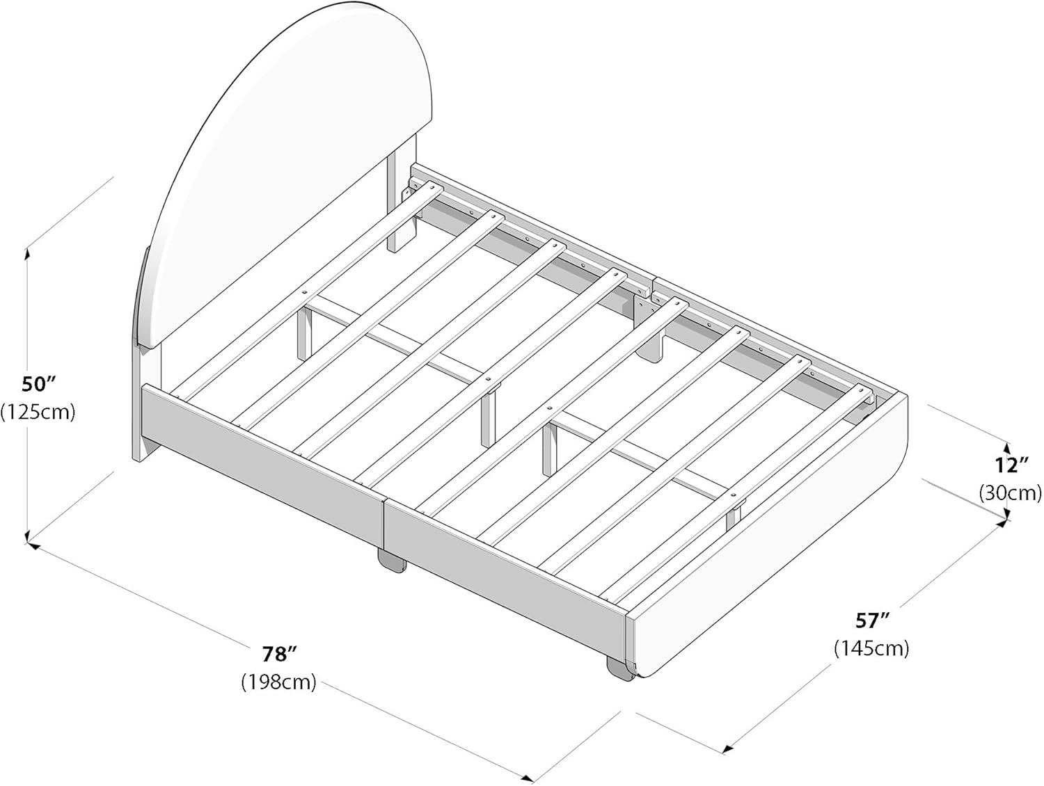 Max & Lily Upholstered Full Bed Frame with Arch Headboard, Upholstered Platform Bed for Kids, No Box Spring Needed, Easy Assembly, Dusty Rose