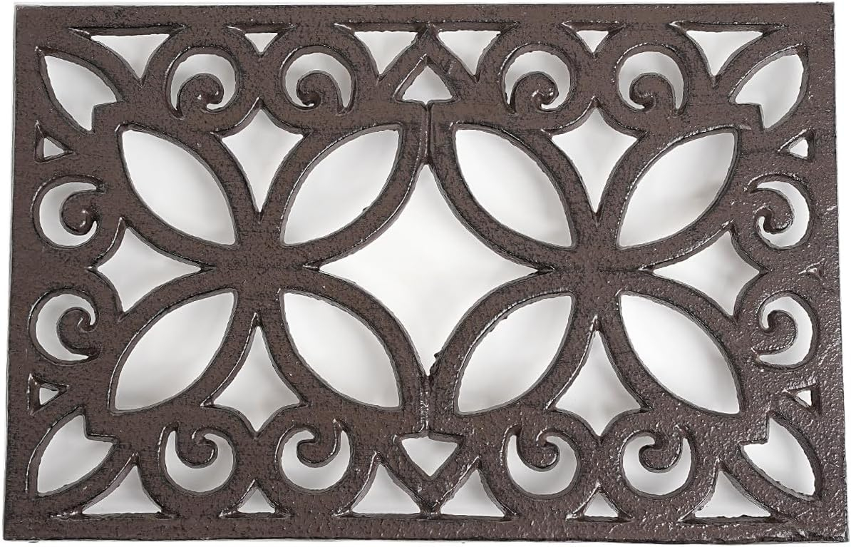 Rustic Brown Cast Iron Rectangular Decorative Trivet