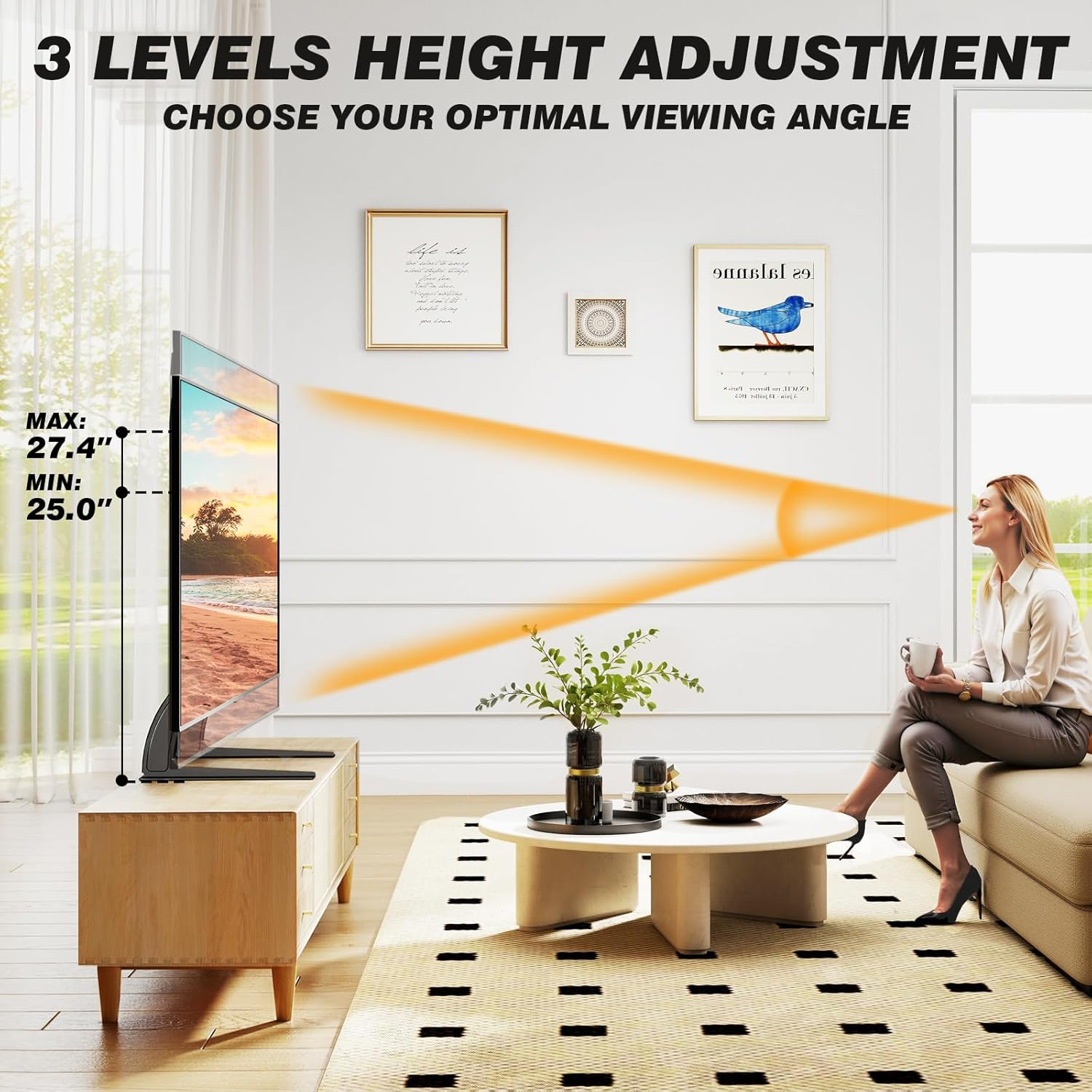 5Rcom TV Stand Mount, Universal TV Stand Tabletop for 22 to 65 inch Plasma LCD LED Flat Screen TVs, Strong TV Legs Holds up to 88lbs, Height Adjustable TV Base, Max VESA 800 x 500mm