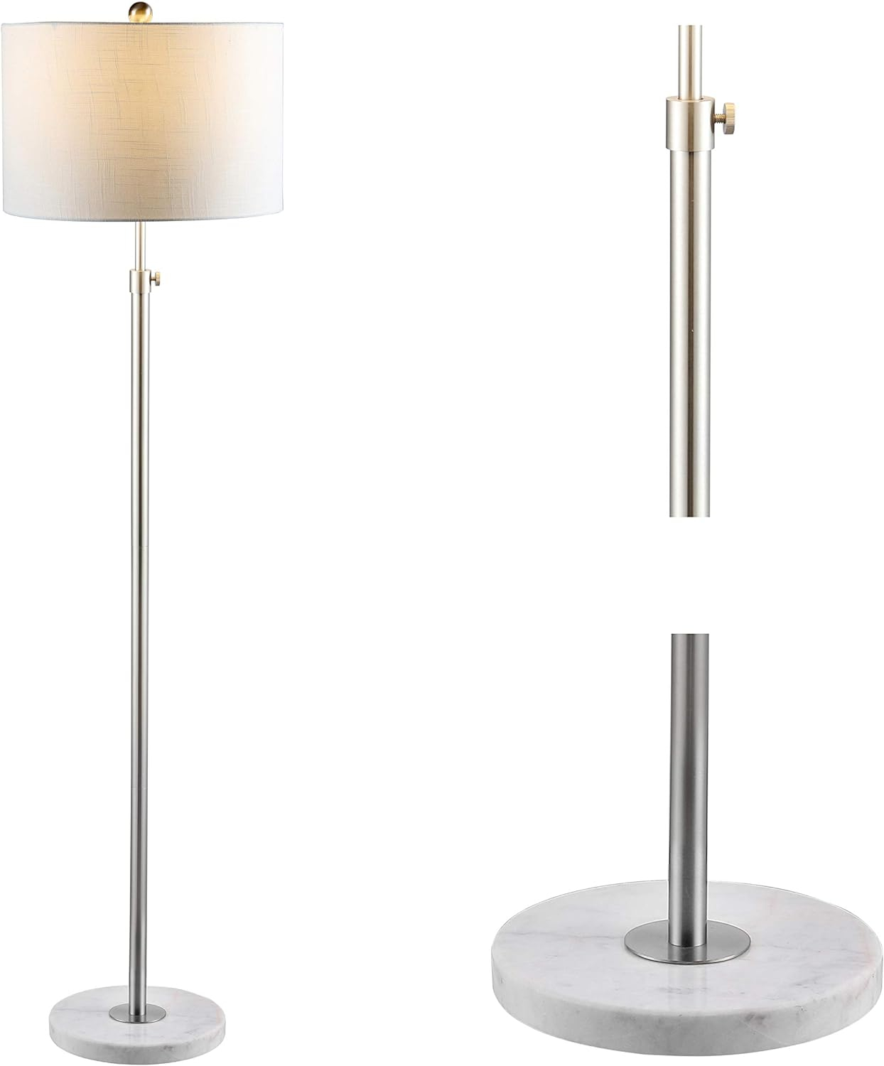 JONATHAN Y JYL3022C June 65" Adjustable Metal/Marble LED Floor Lamp, Modern, Contemporary, Glam for living room, dinning room, bedroom, office Bulb Included, Chrome