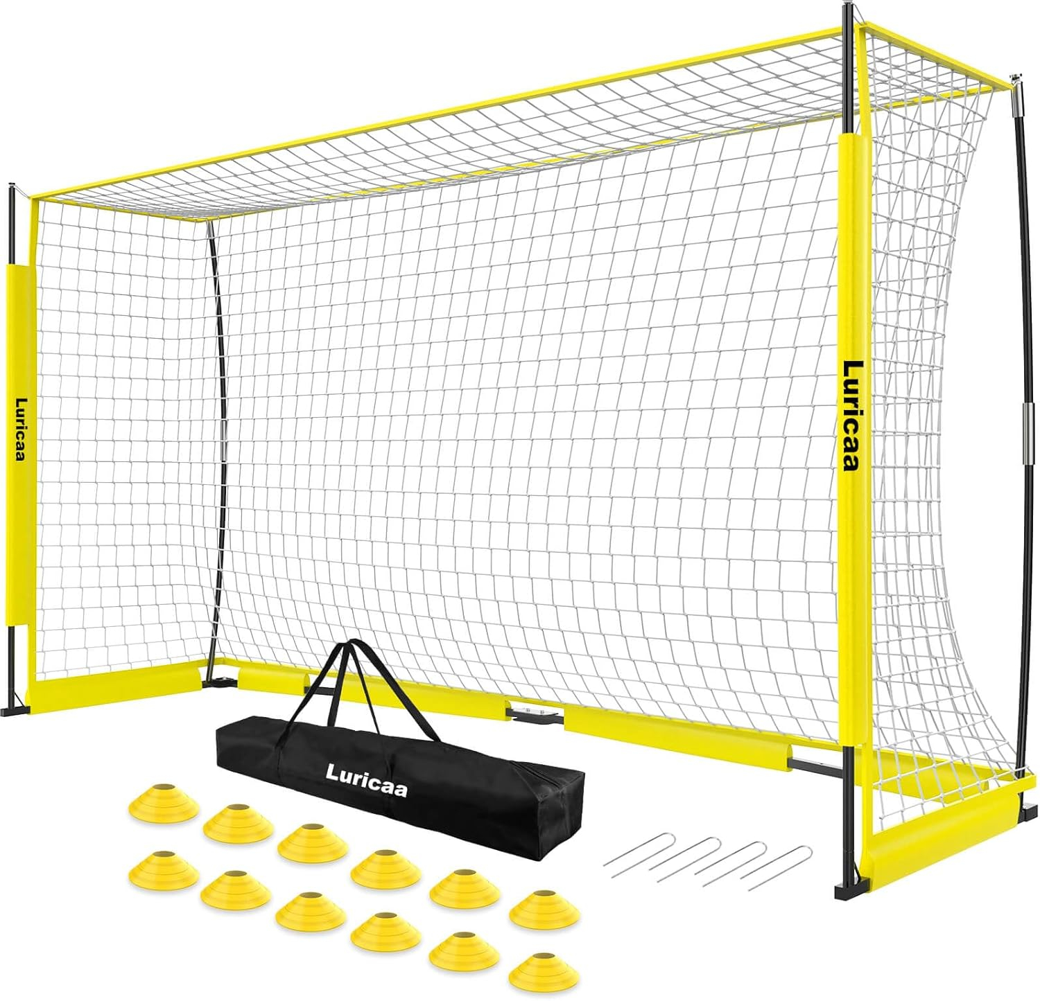 HAOKELBALL Soccer Goal with Agility Ladder and 12 Soccer Cones 12x6 ft Soccer Net for Backyard Quick Setup Portable Soccer Goals with Upgraded Goal Posts and Carry Bag
