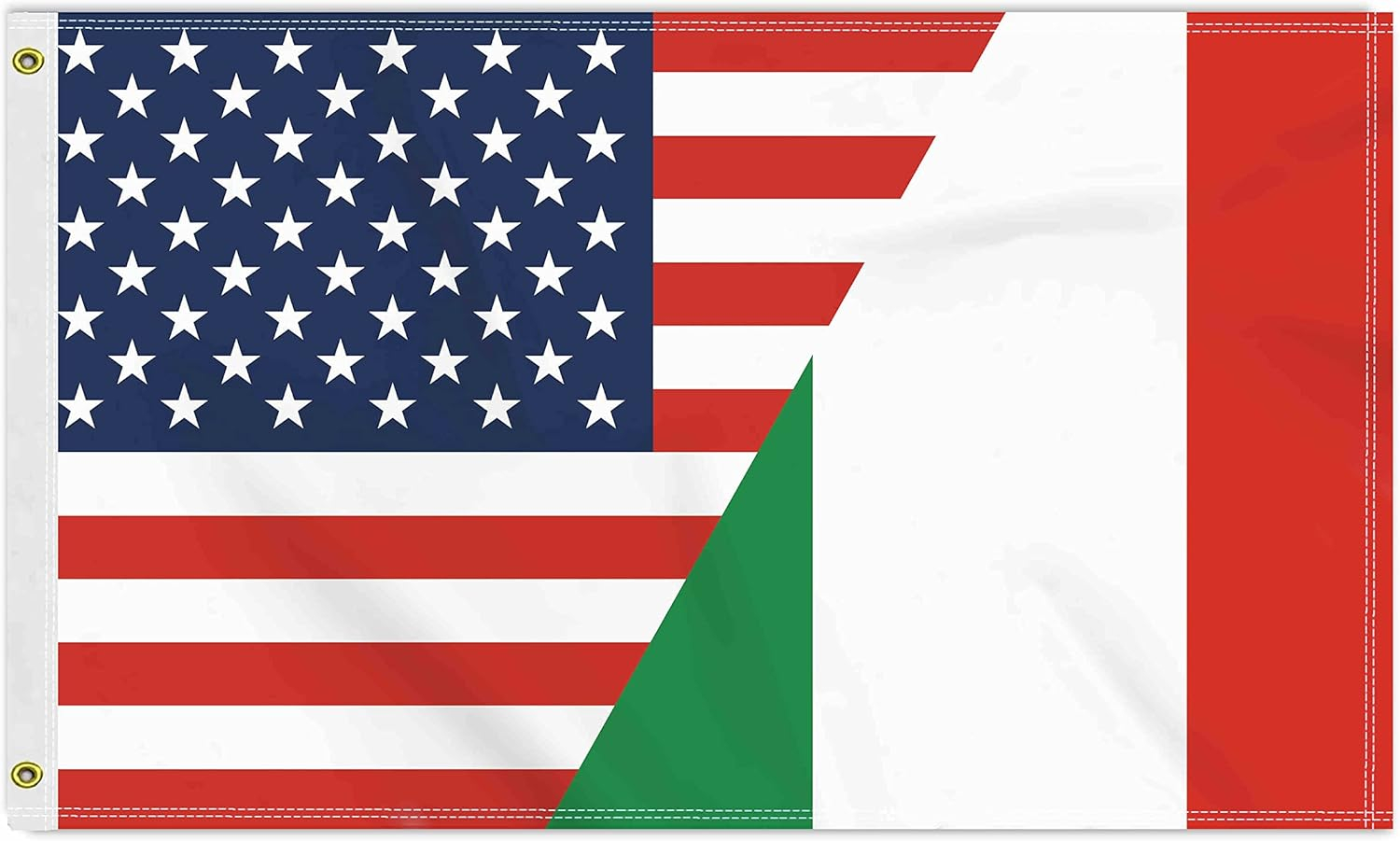 3×5 FT Italy USA Flag, Large 150D America Italians Outdoor Banner,Double Side Printing Decor For Patio Garden With Brass Gromment