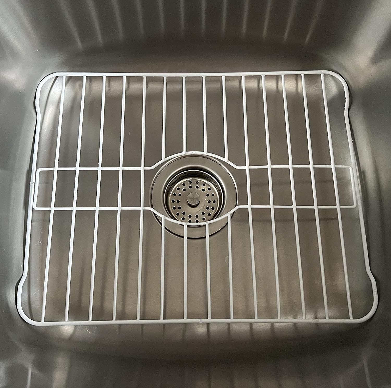 SOFINNI Sink Protectors for Kitchen Sink Bottom with White Coating Grate Insert Grid Sink Bowl Drying Rack Steel Medium (12.5" x 16.25")