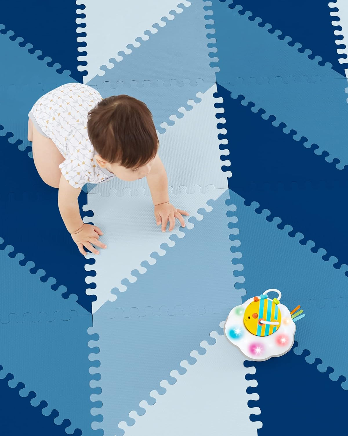 Skip Hop Baby Play Mat, Interlocking Foam Floor Tiles, 70" x 56", Playspot, Blue Ombre