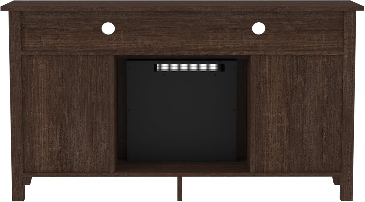 Espresso 58" Highboy Media Stand with Electric Fireplace and Cabinet
