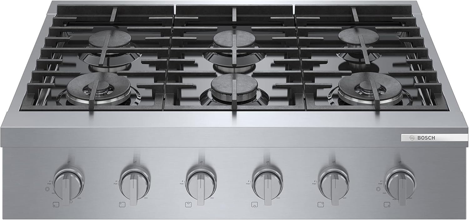 Bosch Rgm86uc 36" Wide 6 Burner Gas Rangetop - Stainless Steel