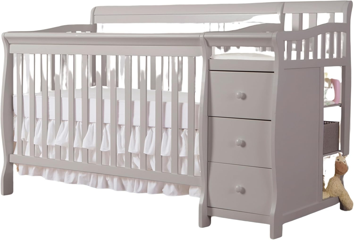 Pebble Grey Pine 5-in-1 Convertible Crib with Changer