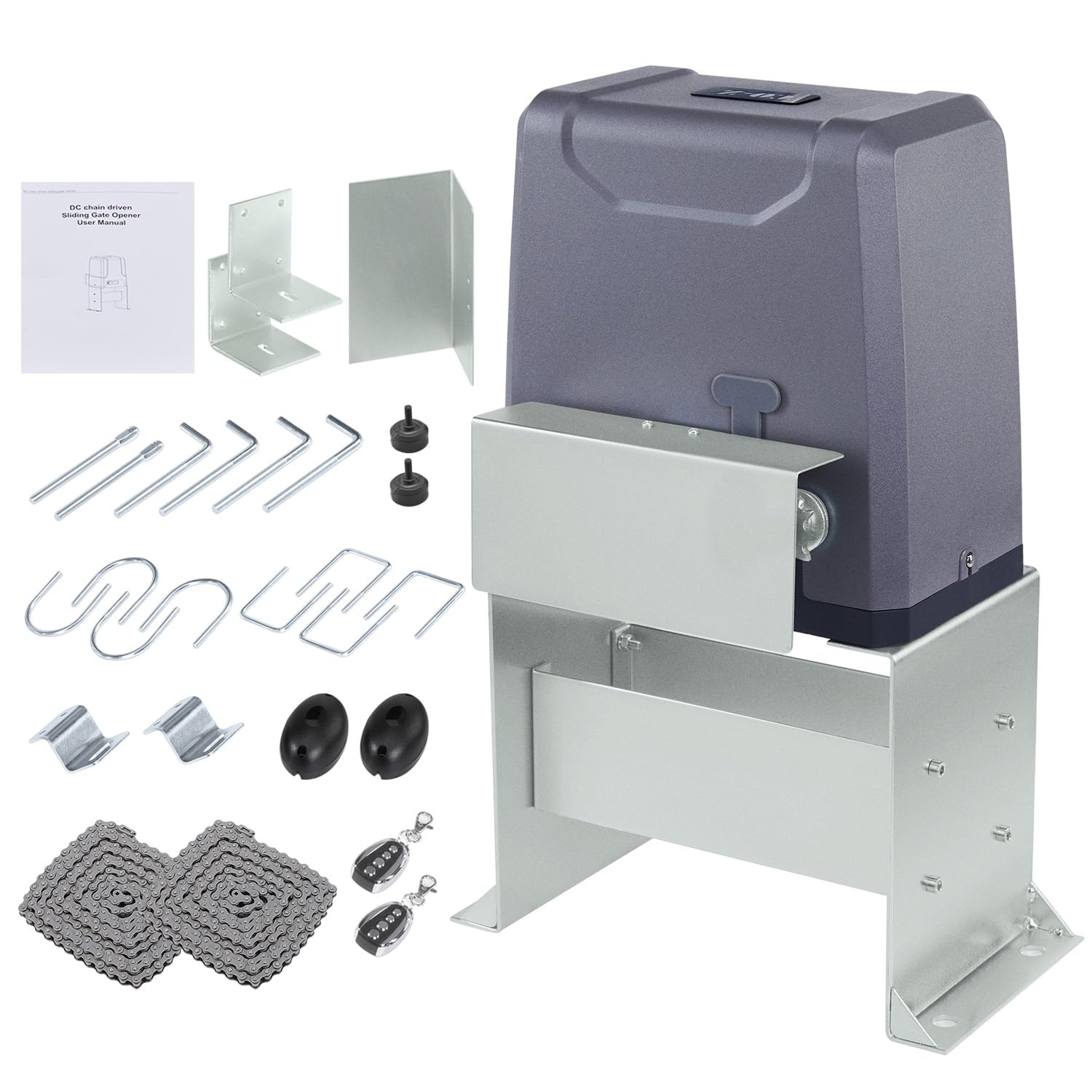 CO-Z Automatic Gate Opener, 550W Sliding Gate Opener for 3300lb 40ft Doors, Smart Gate Opener with 2 Remote Controls 2 Infrared Sensors, Driveway Home Garden Electric Gate Opener Gate Complete Kit