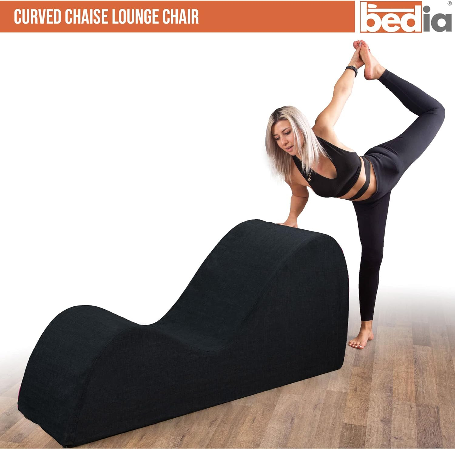 Avana Sleek Chaise Lounge for Yoga - Made in The USA - Great for Stretching, Relaxation, Exercise & More, 60D x 18W x 26H Inch, Black
