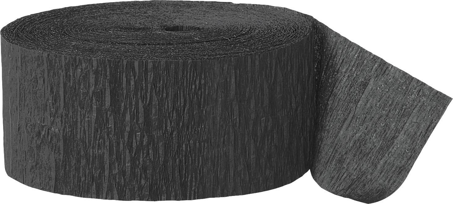 Unique Industries Black Solid Print Birthday Party Streamers, 1.75"x 81'