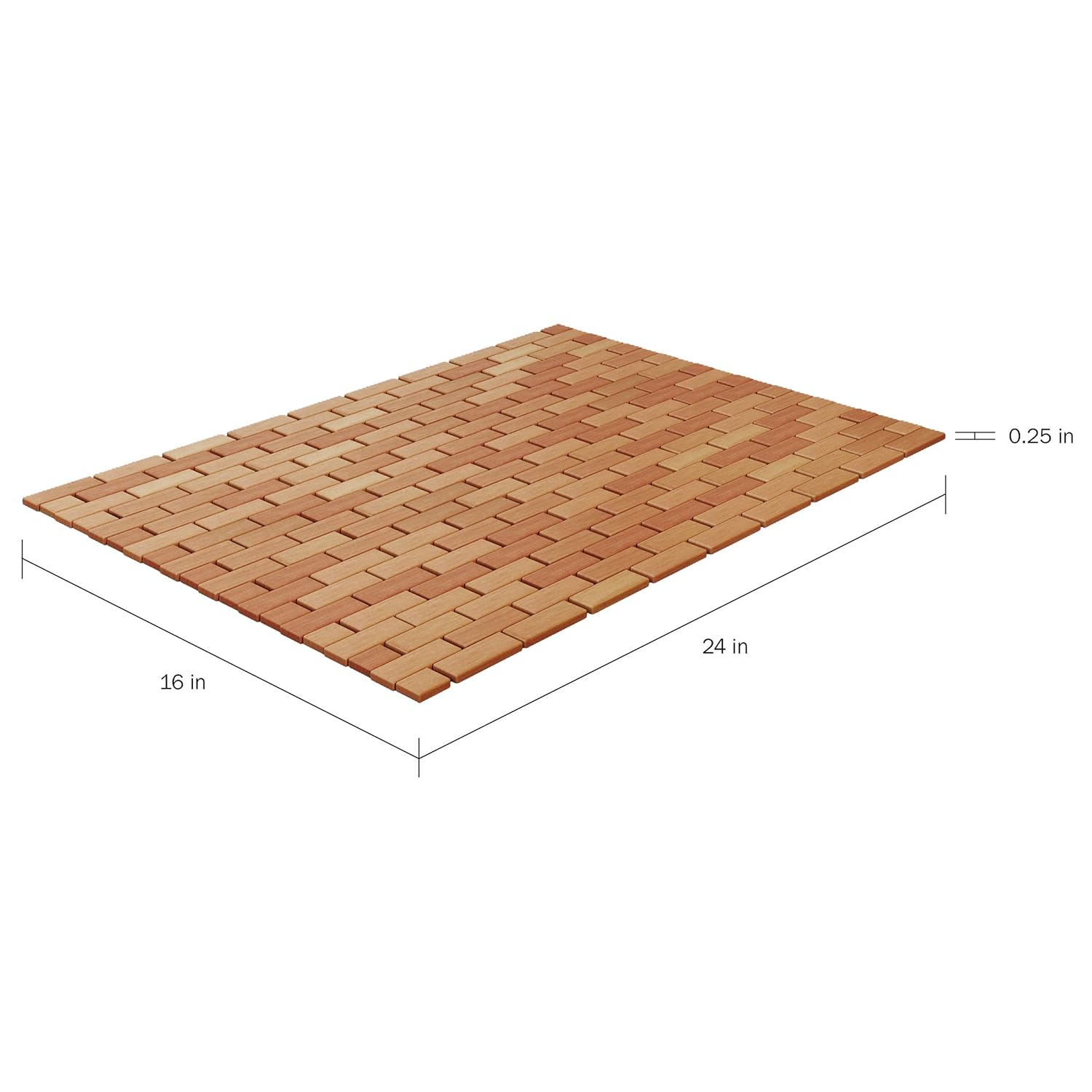 Lavish Home 67-BAMB-2 Bamboo Bath Mat-Eco-Friendly Natural Wooden Non-Slip Roll Up Lattice Design Mat