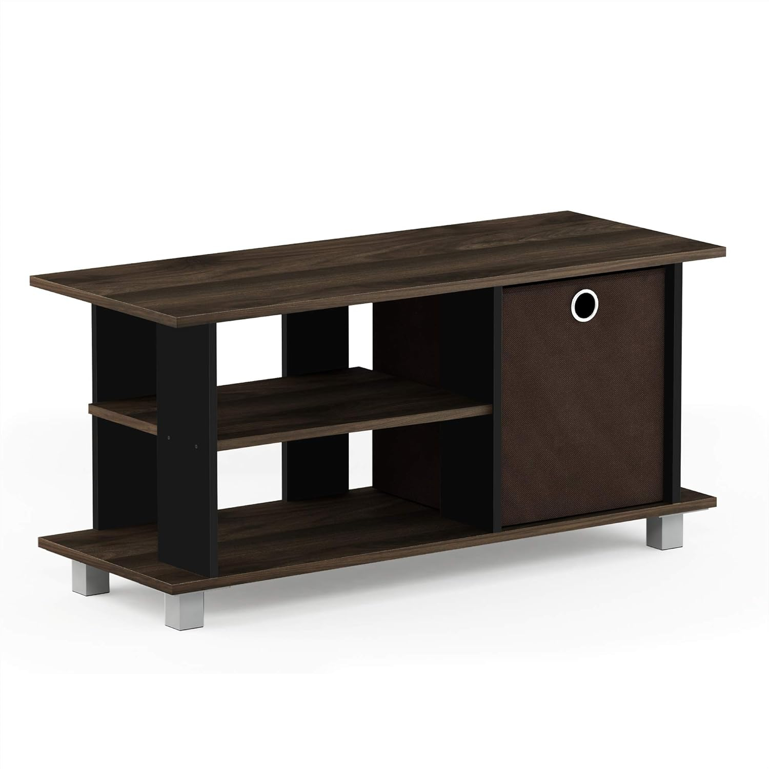 Columbia Walnut and Dark Brown MDF TV Stand with Storage Bin