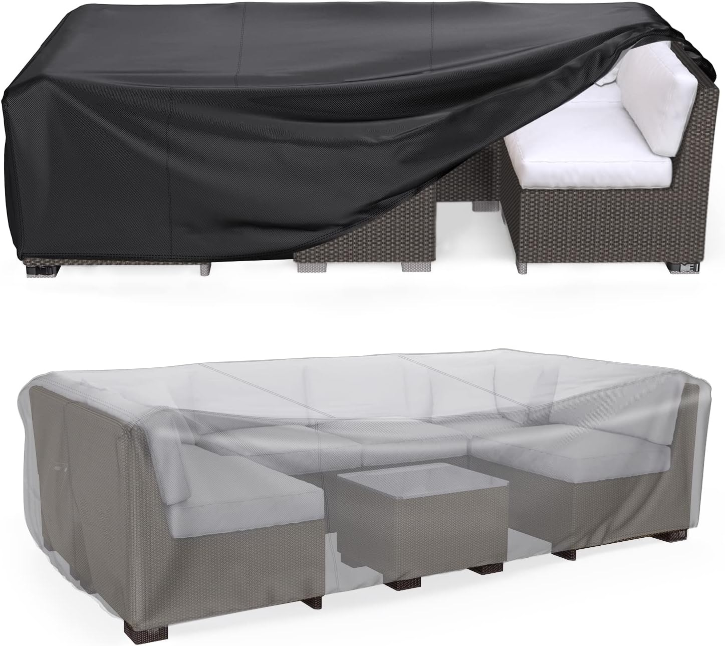 Heavy Duty Patio Furniture Covers Waterproof, Mrrihand Patio Furniture Outdoor Sectional Sofa Set , Patio Table and Chair Set Cover 89.7"L×62.2"W×28.3"H