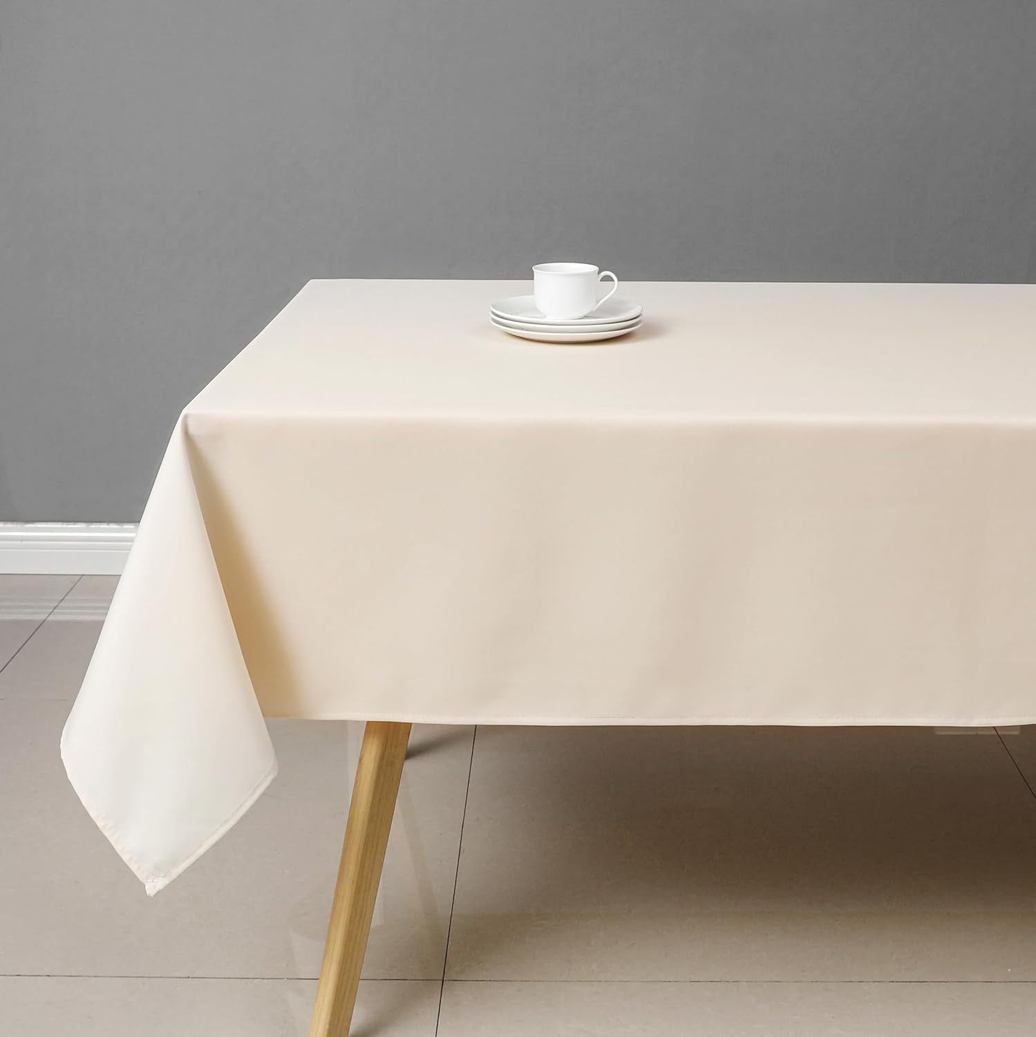 Wewoch Beige Rectangle Tablecloth Wrinkle Resistant Washable Fabric Table Cloth for Dining, Kitchen, Parties, Weddings and Outdoor Use 60 Inch by 84 Inch
