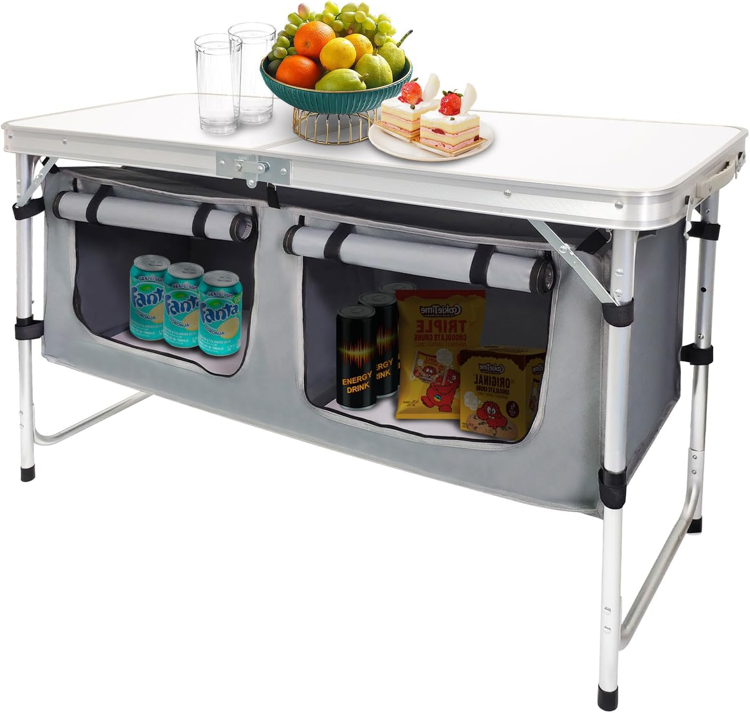 Camping Folding Table - Portable and Lightweight Table with Storage, Backyards, BBQ, Party and Picnic Foldable Table …