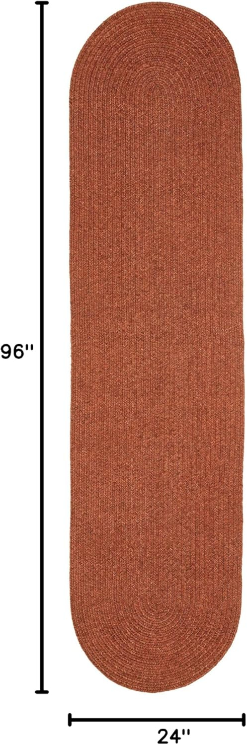 Superior Jute Oval Indoor Runner Rug, Brick
