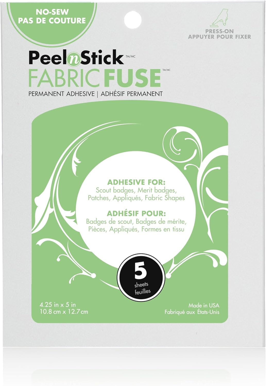 Peel n Stick Fabric Fuse Sheets, 4.25" x 5", 5 Count