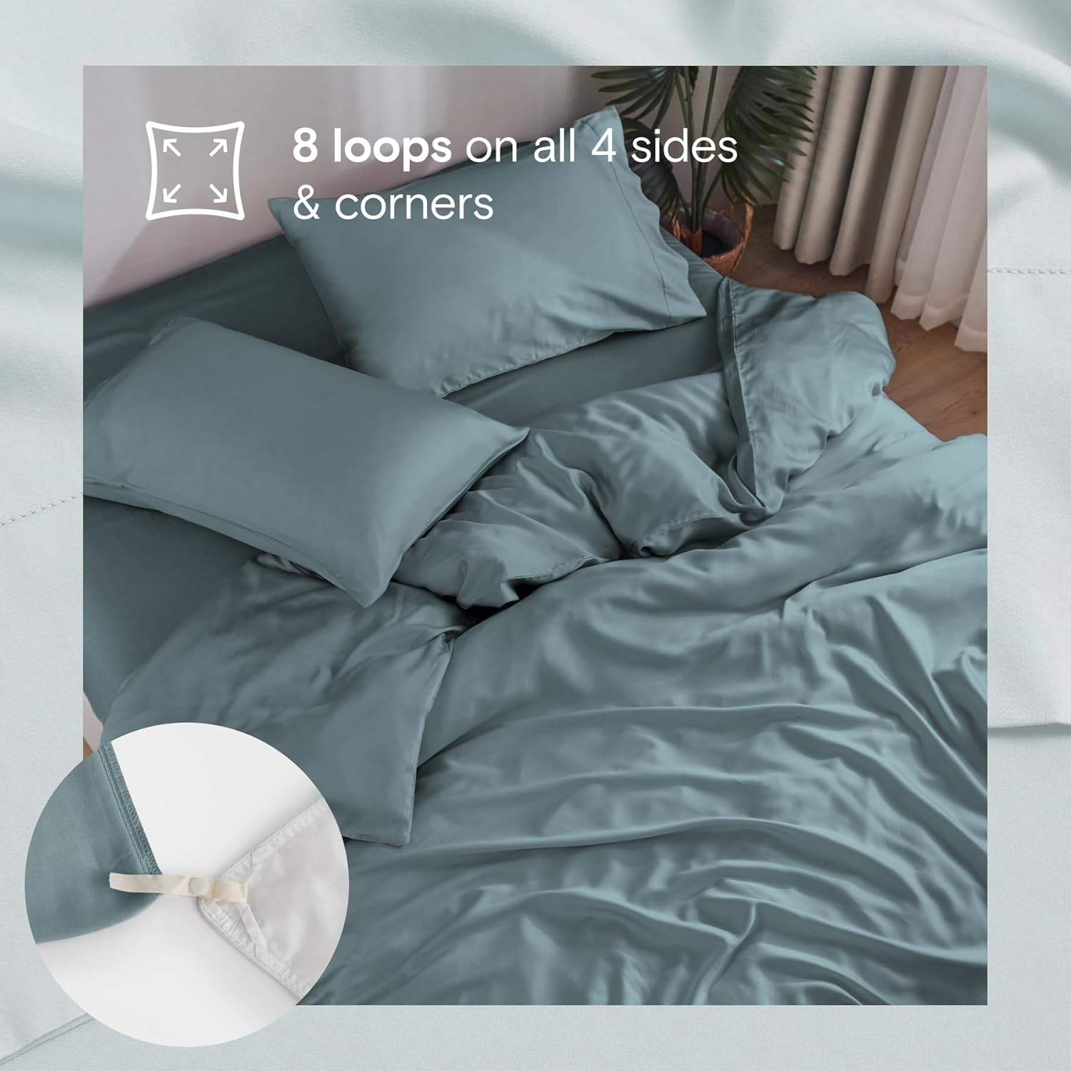 Teal Organic Bamboo Viscose Full/Queen Duvet Cover Set