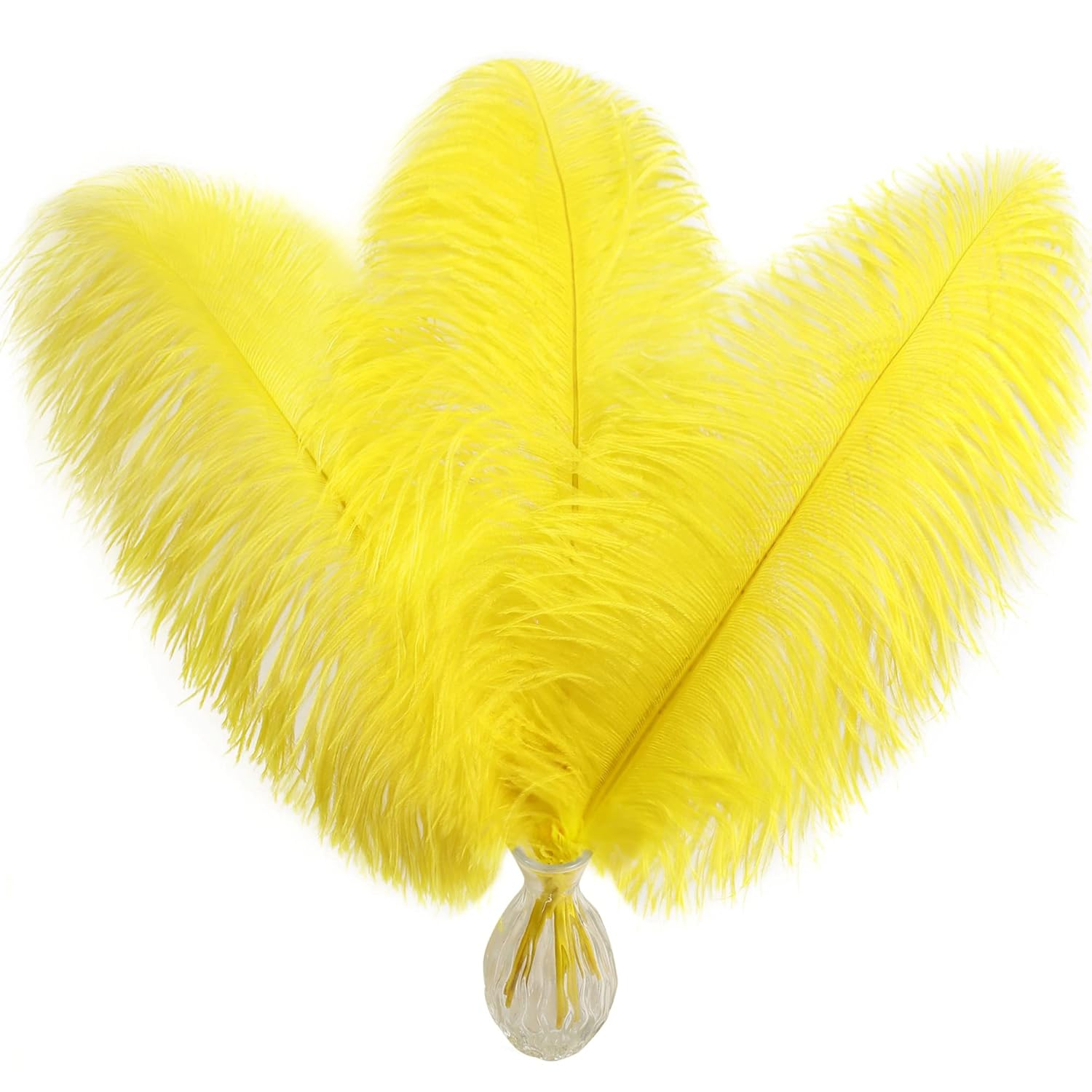 Larryhot Yellow Big Ostrich Feathers - 10pcs 16-18 inch for Vase,Wedding Centerpieces and Carnival Party(Yellow)