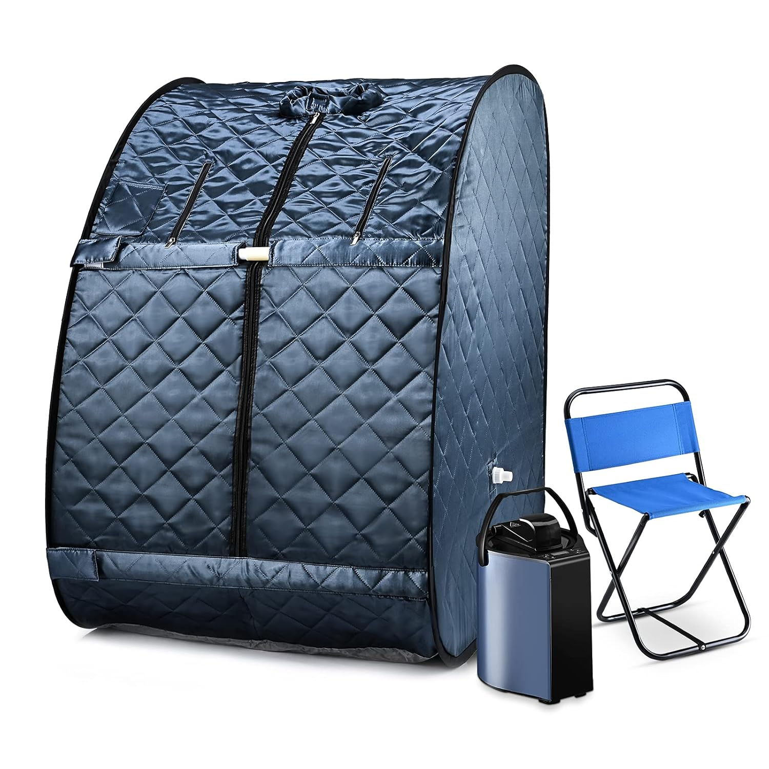 Portable Sauna, Sauna Box for Home, Personal Steam Sauna, Foldable Sauna with 3L, up to 90min,800W Steam Sauna Generator with Safety Protection, Remote Control & Portable Chair, UL Certified
