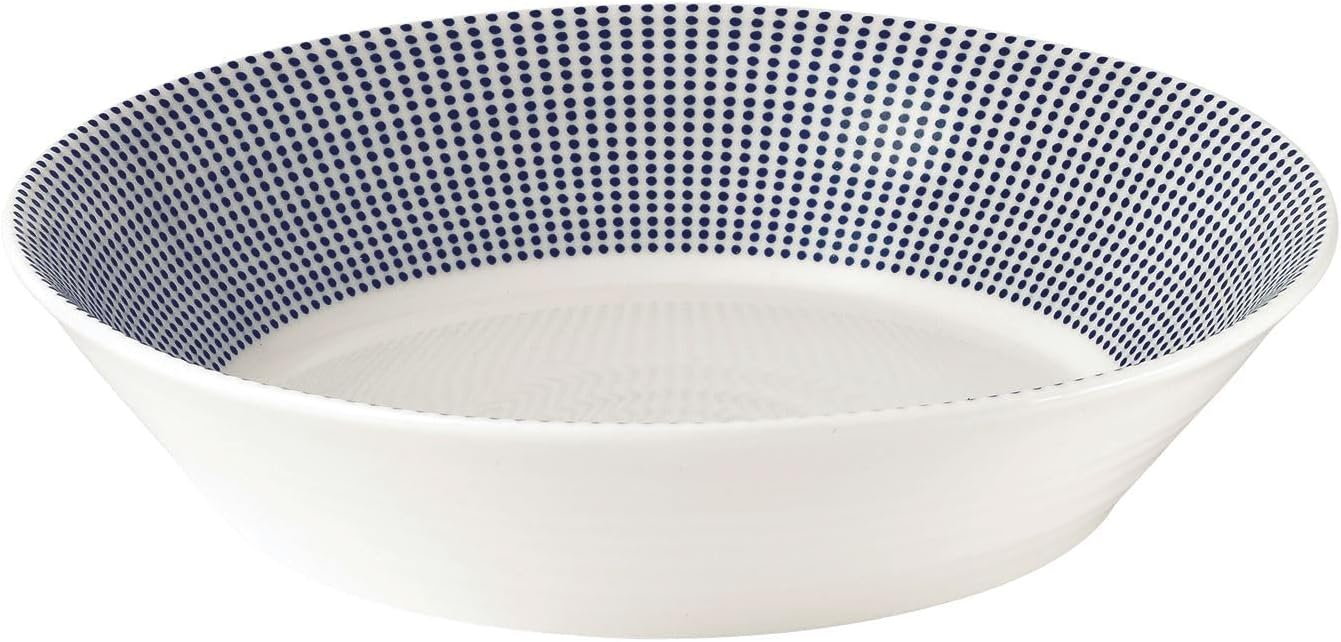Coastal Breeze 9" Porcelain Pasta Bowl with Polka Dot Design