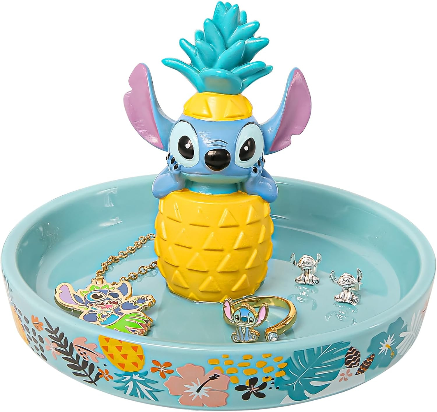 Disney Lilo & Stitch Ring Holder Jewelry Dish - Resin 3D Stitch Ring Dish - Official License Jewelry Tray for Engagement Ring