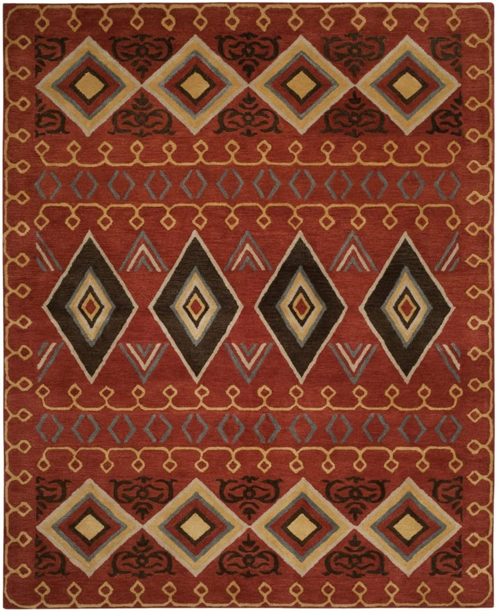 Heritage Red/Multi 6 ft. x 9 ft. Border Lodge Area Rug