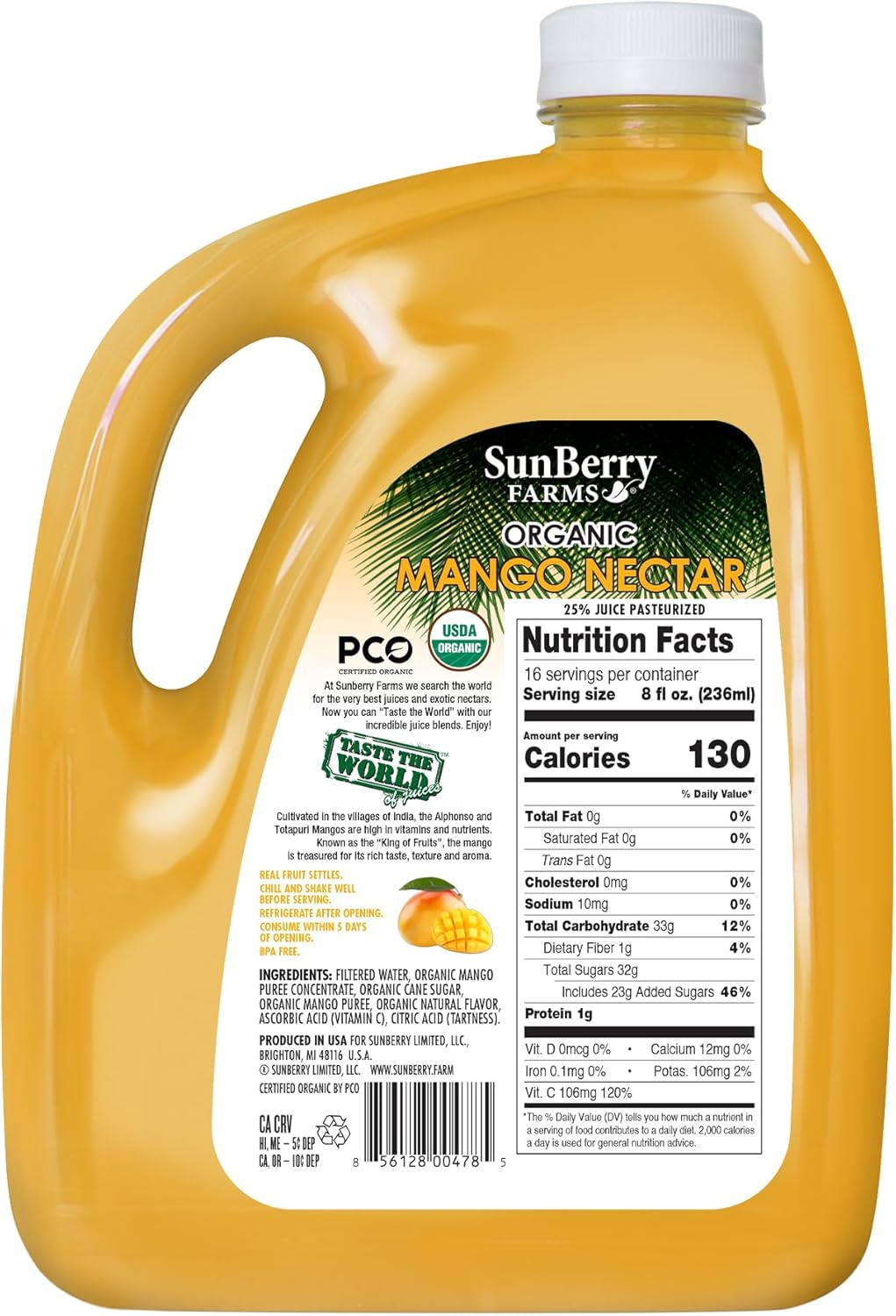 Sunberry Farms Organic Mango Nectar, 2pk./128 oz.