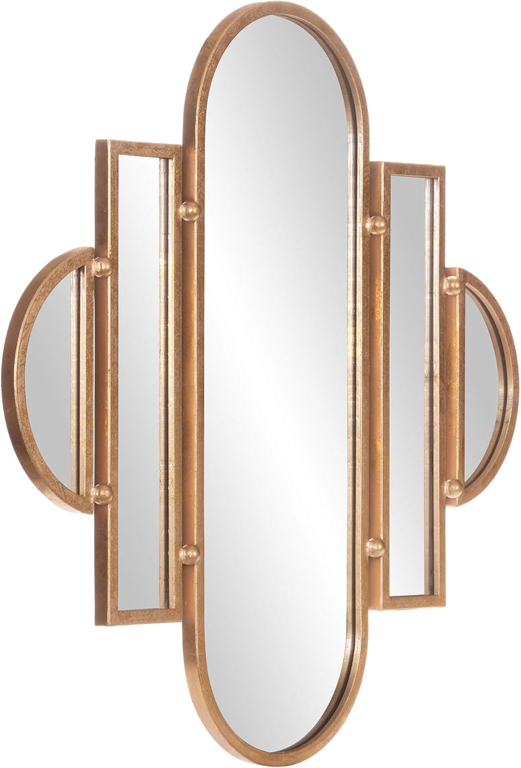 Patton Wall Decor 30x31 Antique Gold Geometric Oval Vanity Wall Mirror