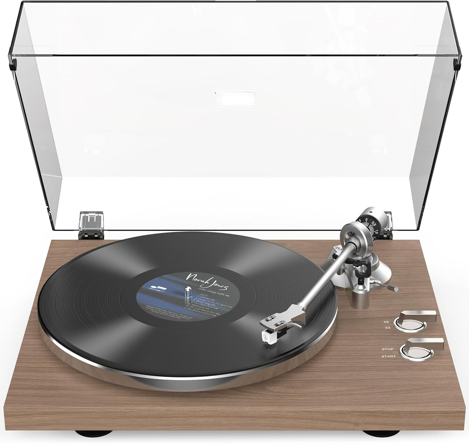 Turntables Record Player with Wireless Output Connectivity Vinyl Player Belt-Drive Support 33 45 RPM Speed Phono Line USB Digital to PC Recording with Advanced MM Cartridge ATN3600L Light Brown