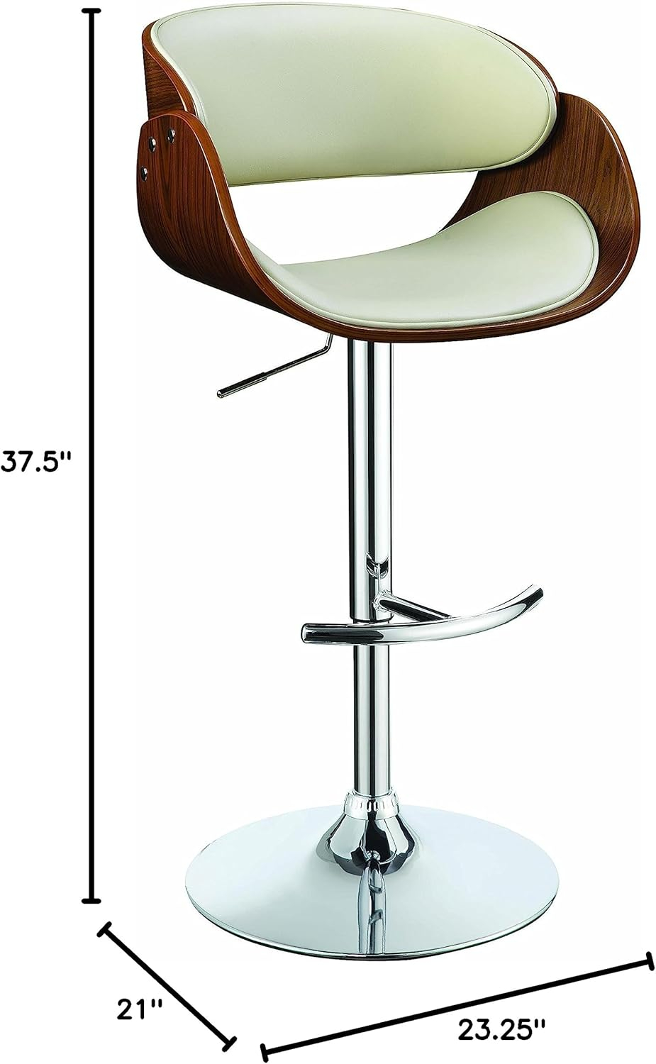 Dana Adjustable Bar Stool Ecru and Chrome