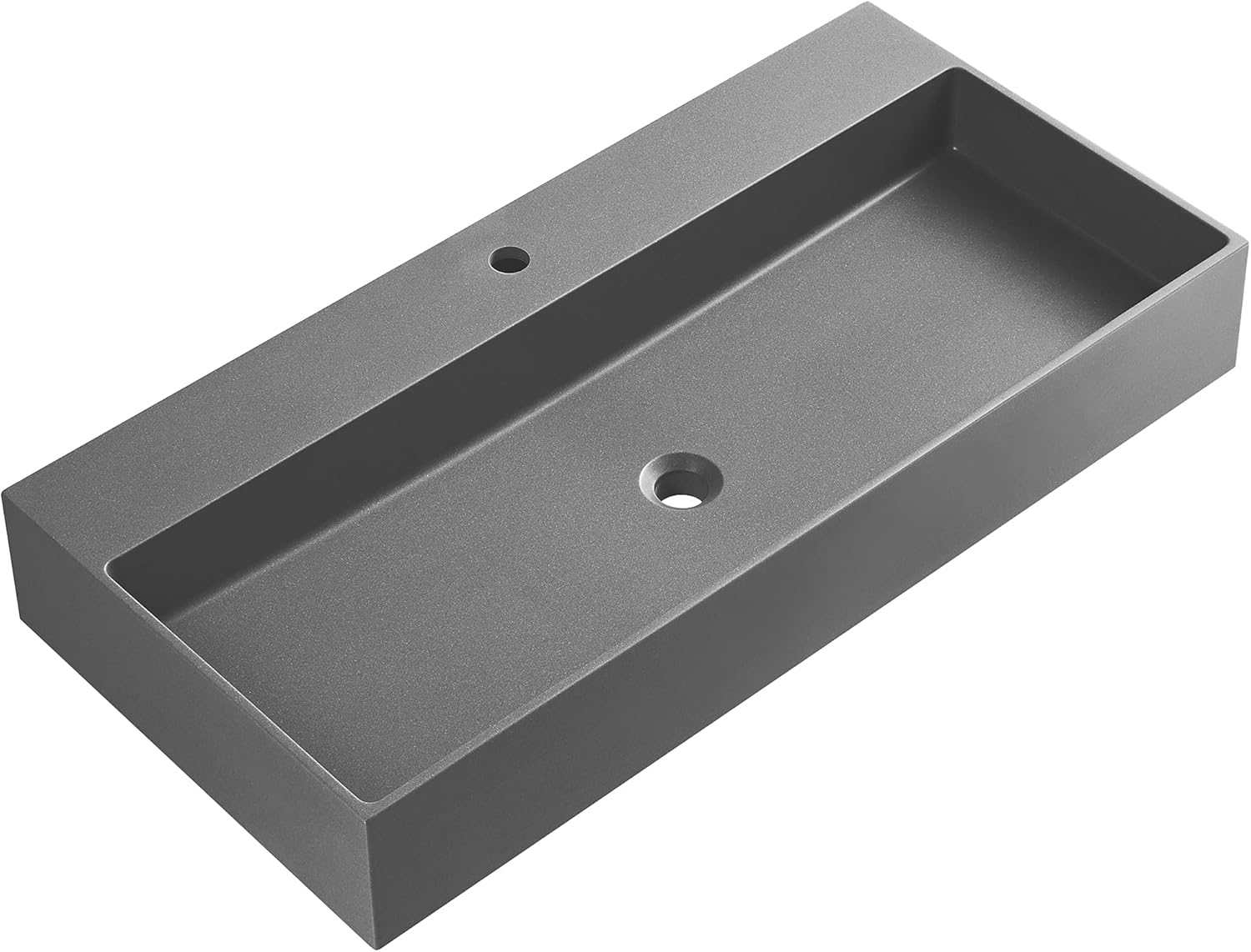 Serene Valley Bathroom Sink, Wall-Mount Install or On Countertop, 40" with Single Faucet Hole, Premium Granite Material in Matte Gray