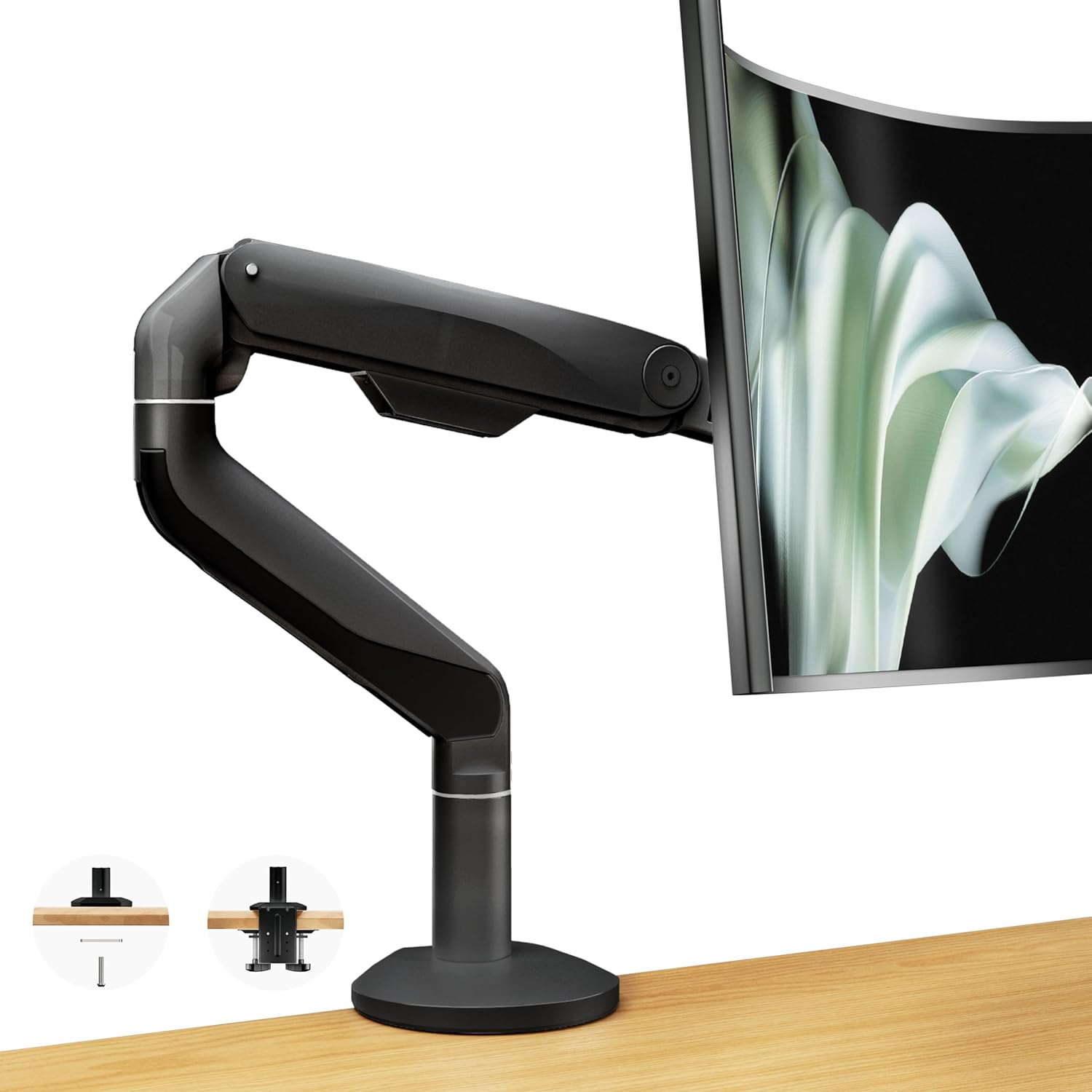 Single Monitor Mount for 17-49" Ultrawide Monitors Within 33.1 lbs - Heavy Duty Monitor Arm with VESA Mount, Single Monitor Arm Desk Mount, Adjustable Computer Monitor Stand, Black
