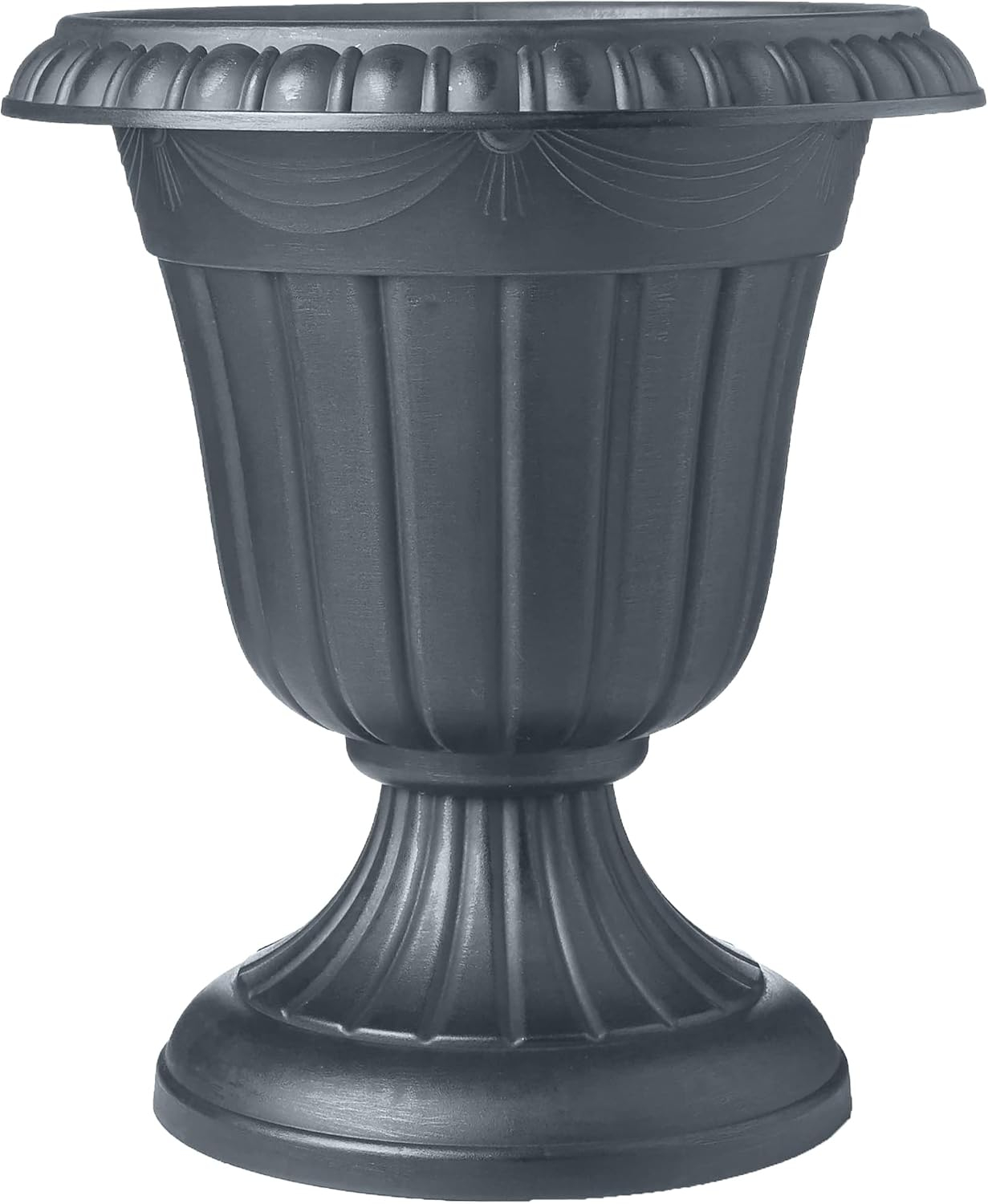 Arcadia Garden Products 10x12" Traditional Plastic Urn Planter, Gray