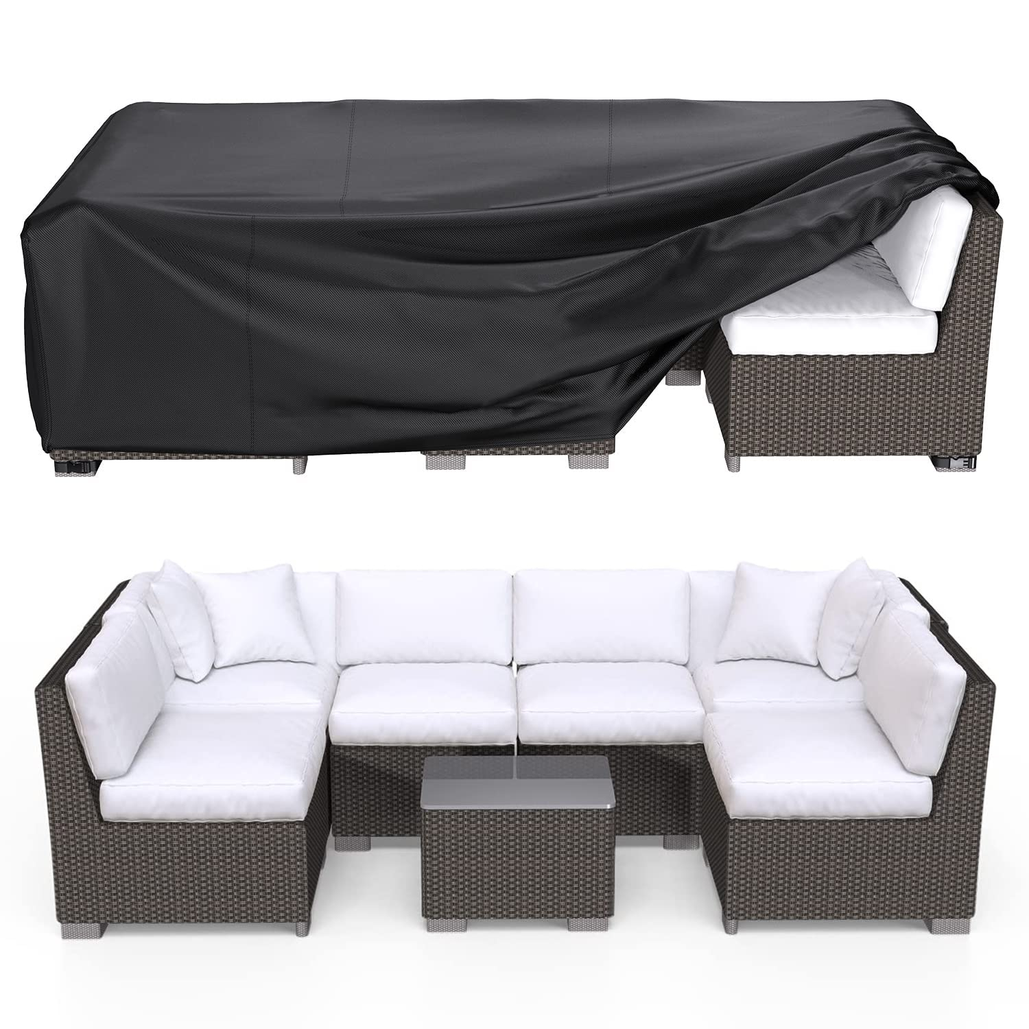 Patio Furniture Covers, Heavy Duty Outdoor Furniture Cover Waterproof, Sectional Sofa Set Covers Table and Chair Set Cover 108" L × 82" W × 28" H