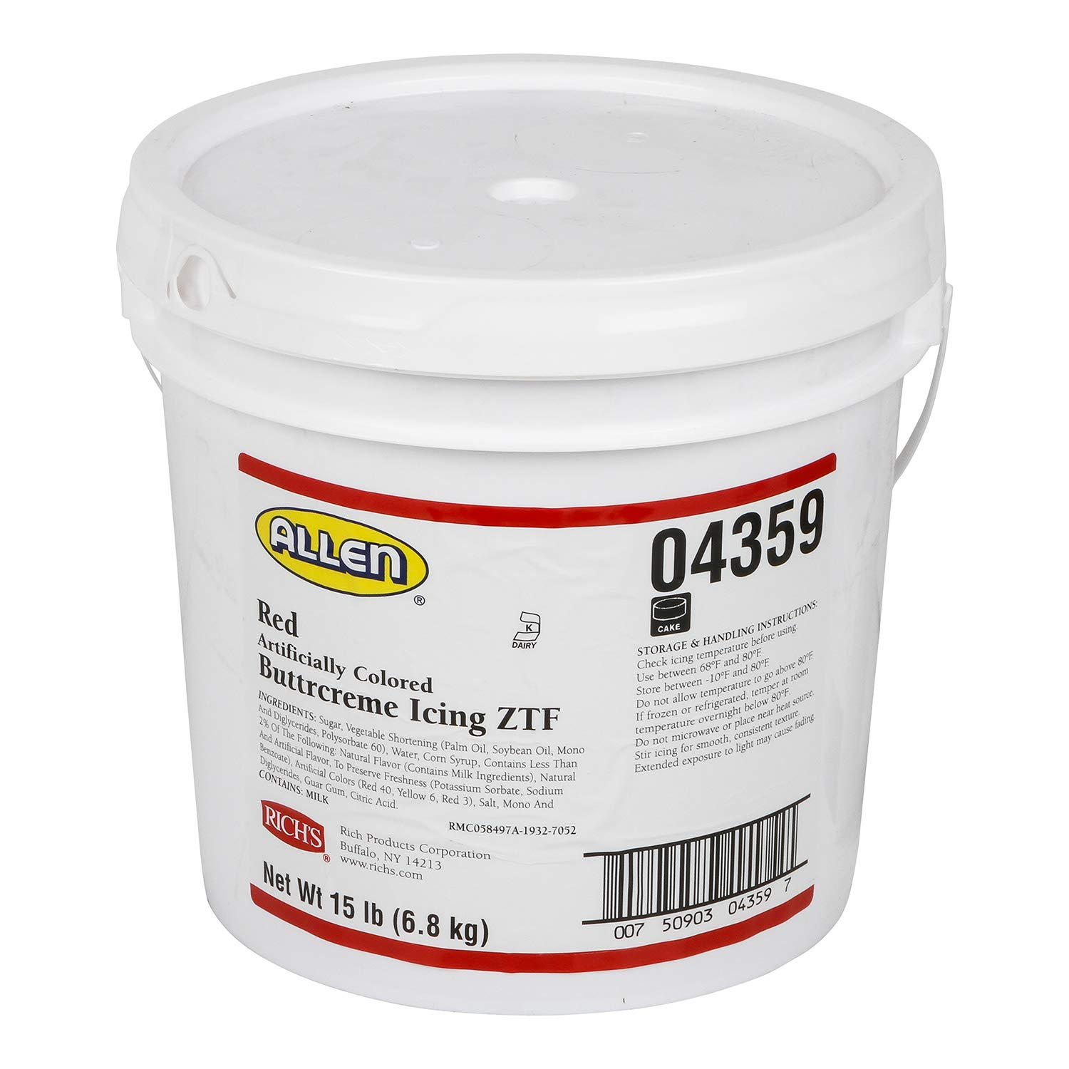 Red Buttercream Icing ZTF 15lb Pail