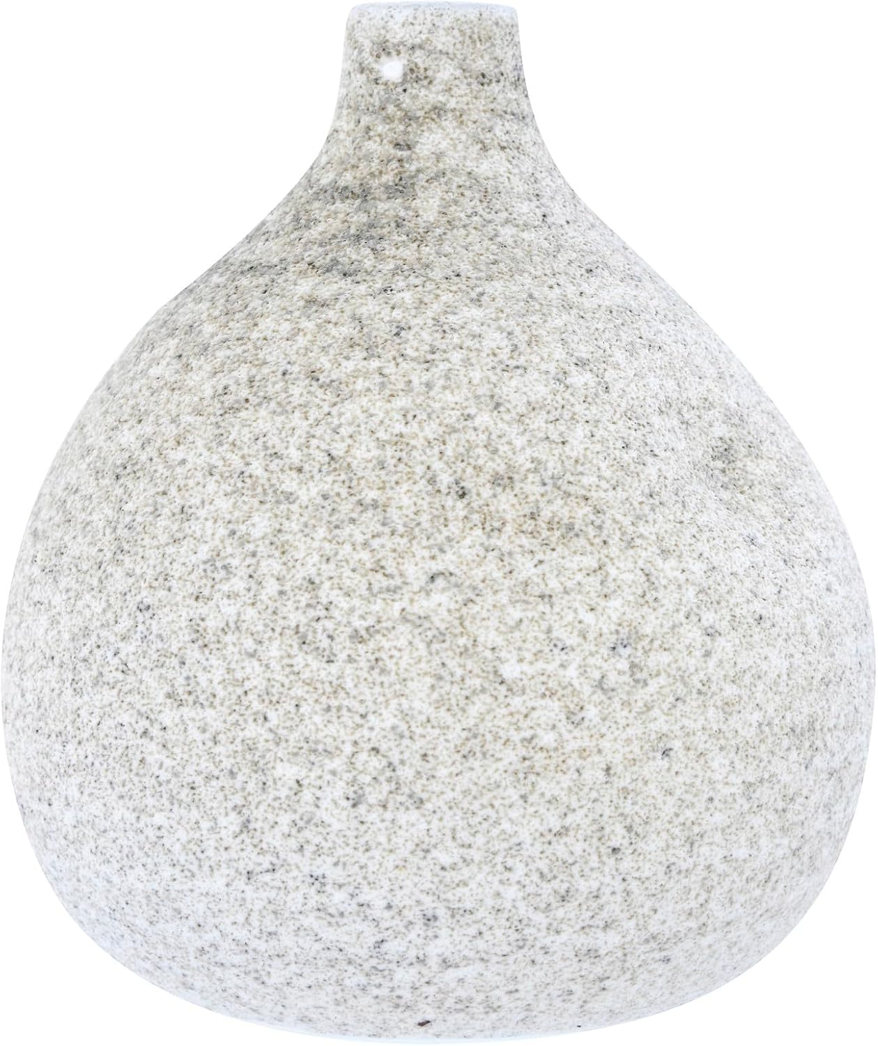 Creative Co-Op Small Round Terra-cotta Vase with Narrow Top and Distressed Glaze, Cream
