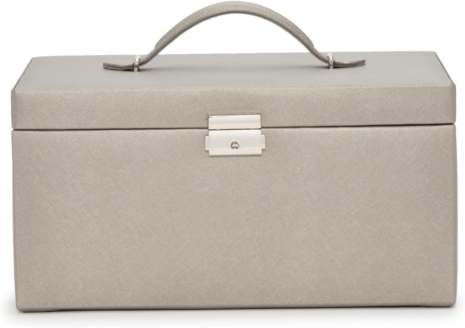 Gray Faux Leather Rectangular Locking Jewelry Box