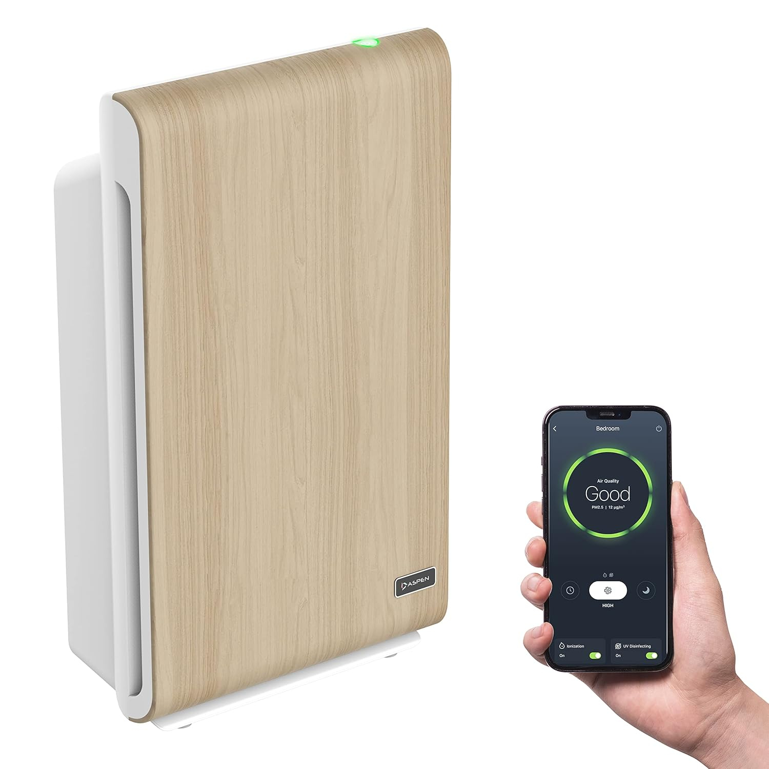 THE ASPEN Smart Air Purifier for Large Rooms  (Maximum 1500  Sq.Ft), H13 True HEPA Filter with PM2.5 Sensor/Alexa & Google/App Control/ Scheduling/ Removes 99.97% Particles