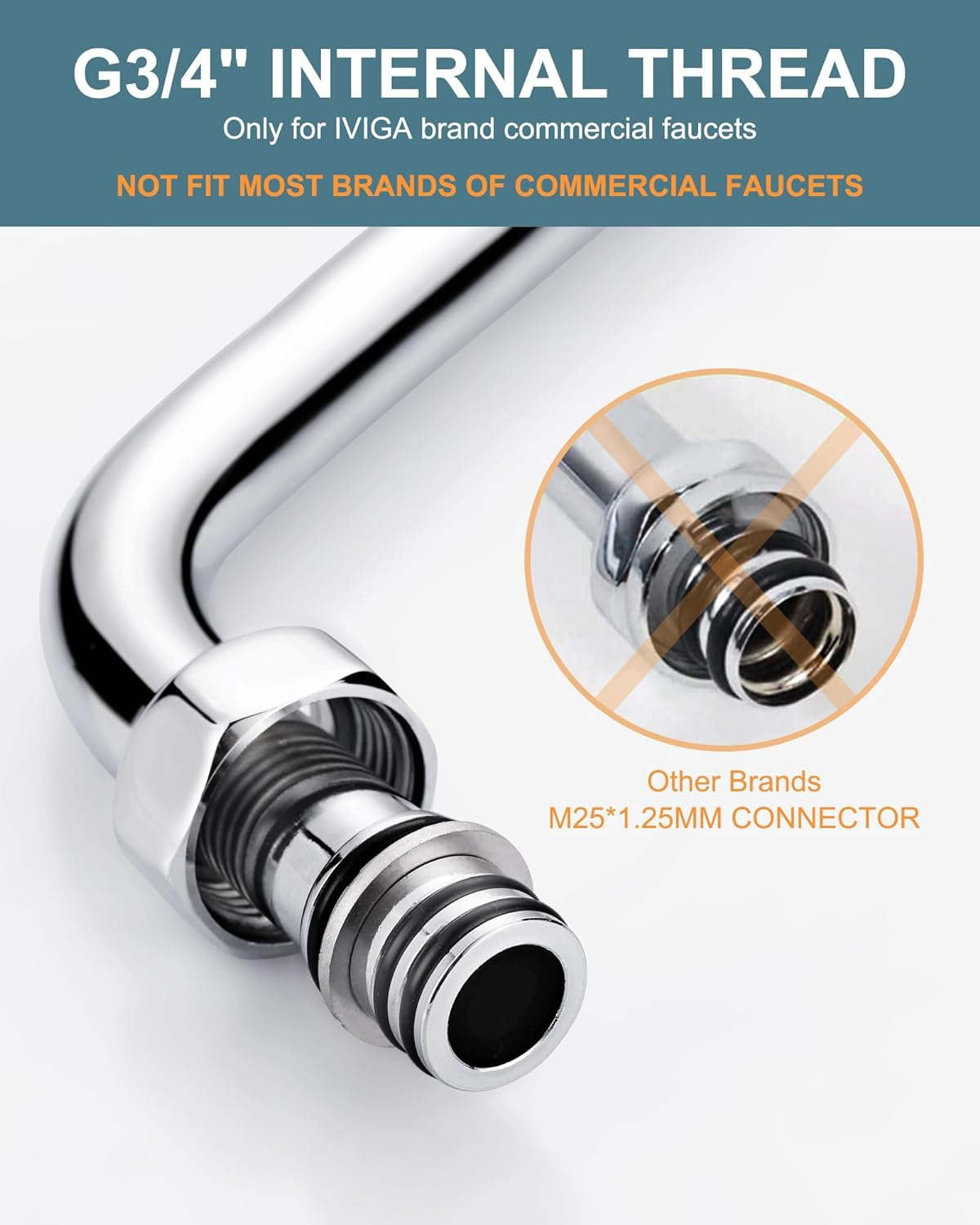 Commercial Faucet Swivel Spout Replacement: 10“ Add-on Swing Nozzle Spout - Chrome Polished Spout Replacement Part For Commercial Kitchen Sink Faucet - 1.8gpm/ 2.2gpm Aerator - G3/4 Internal Thread