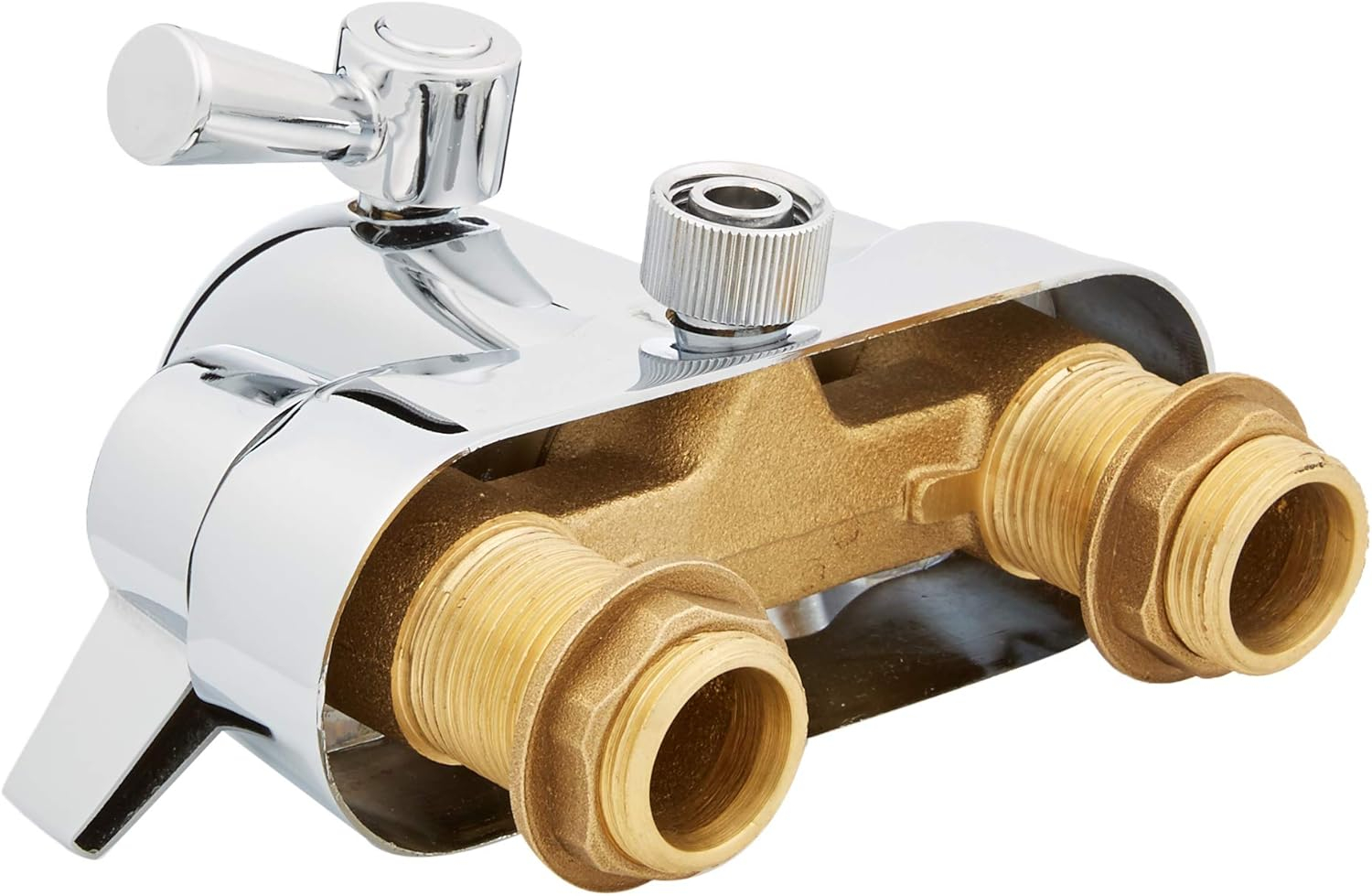 B3100 3 ⅜-Inch Centers Clawfoot Tub Faucet with Ceramic Cartridges & ¼-Turn Ball-Valve Diverter - Diverter Bathcock - Faucet Replacement - Solid-Brass Chrome-Plated - ¾ Male IPS Inlet