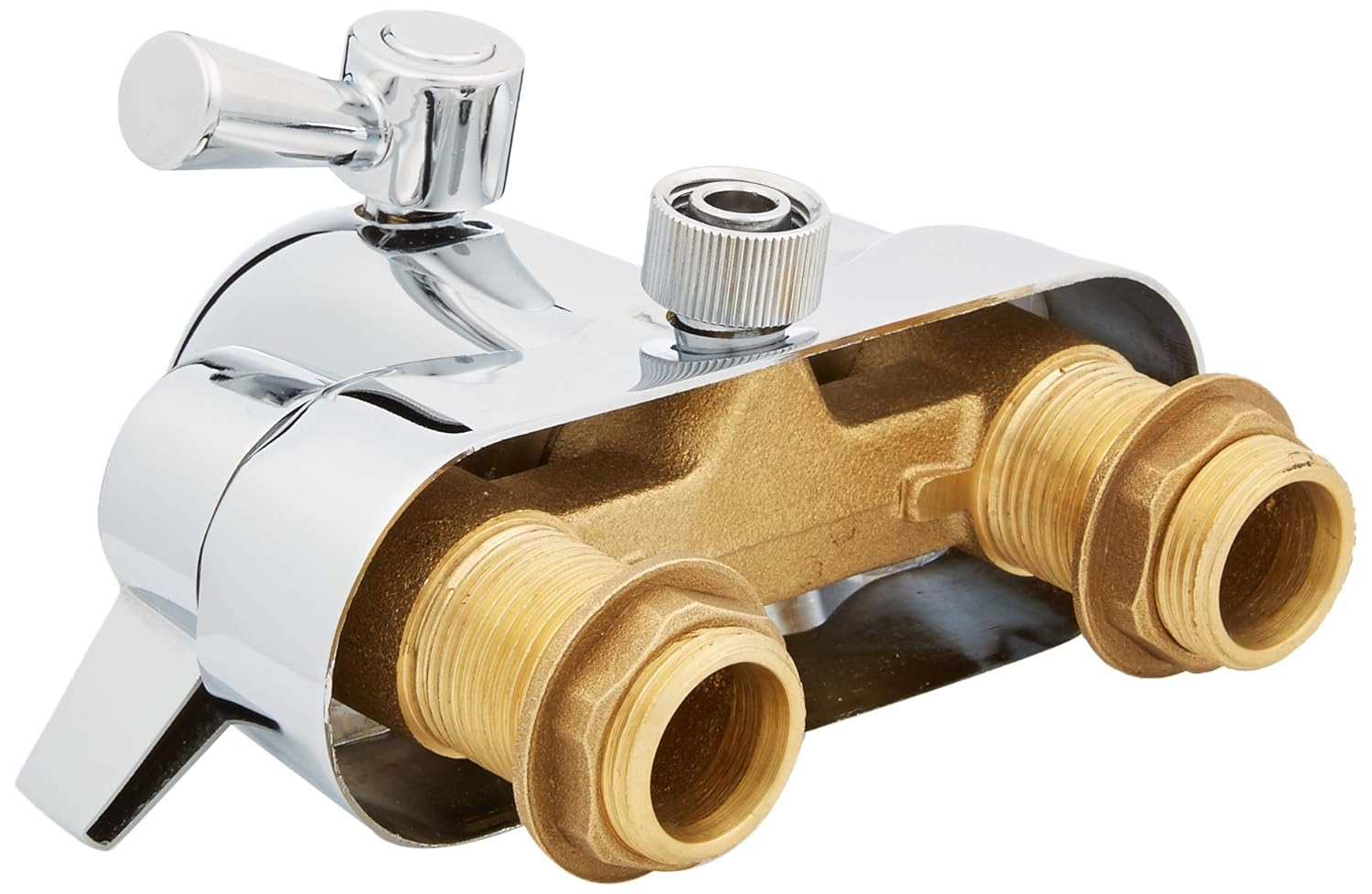 B3100 3 ⅜-Inch Centers Clawfoot Tub Faucet with Ceramic Cartridges & ¼-Turn Ball-Valve Diverter - Diverter Bathcock - Faucet Replacement - Solid-Brass Chrome-Plated - ¾ Male IPS Inlet