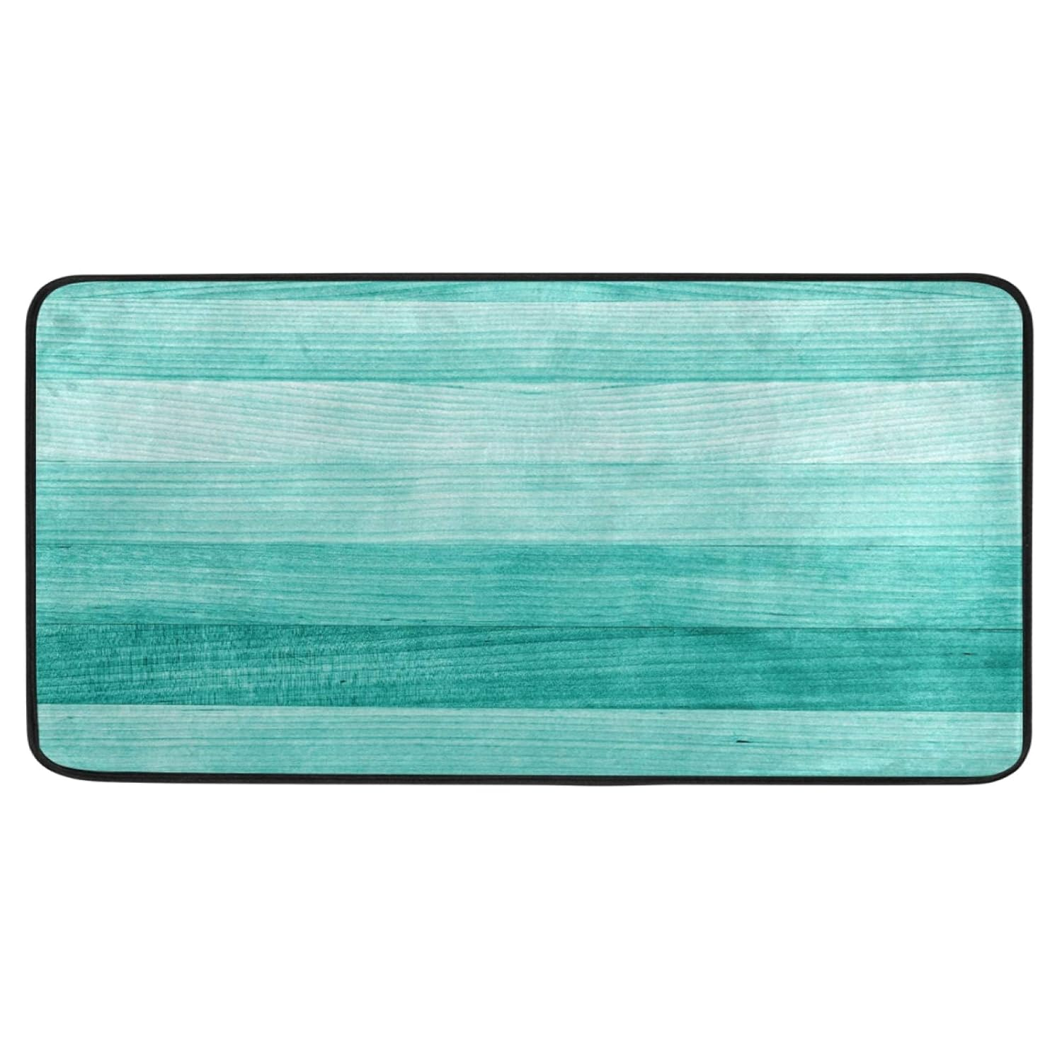 Kitchen Rugs Teal Turquoise Green Wood Design Non-Slip Soft Kitchen Mats Bath Rug Runner Doormats Carpet for Home Decor, 39" X 20"