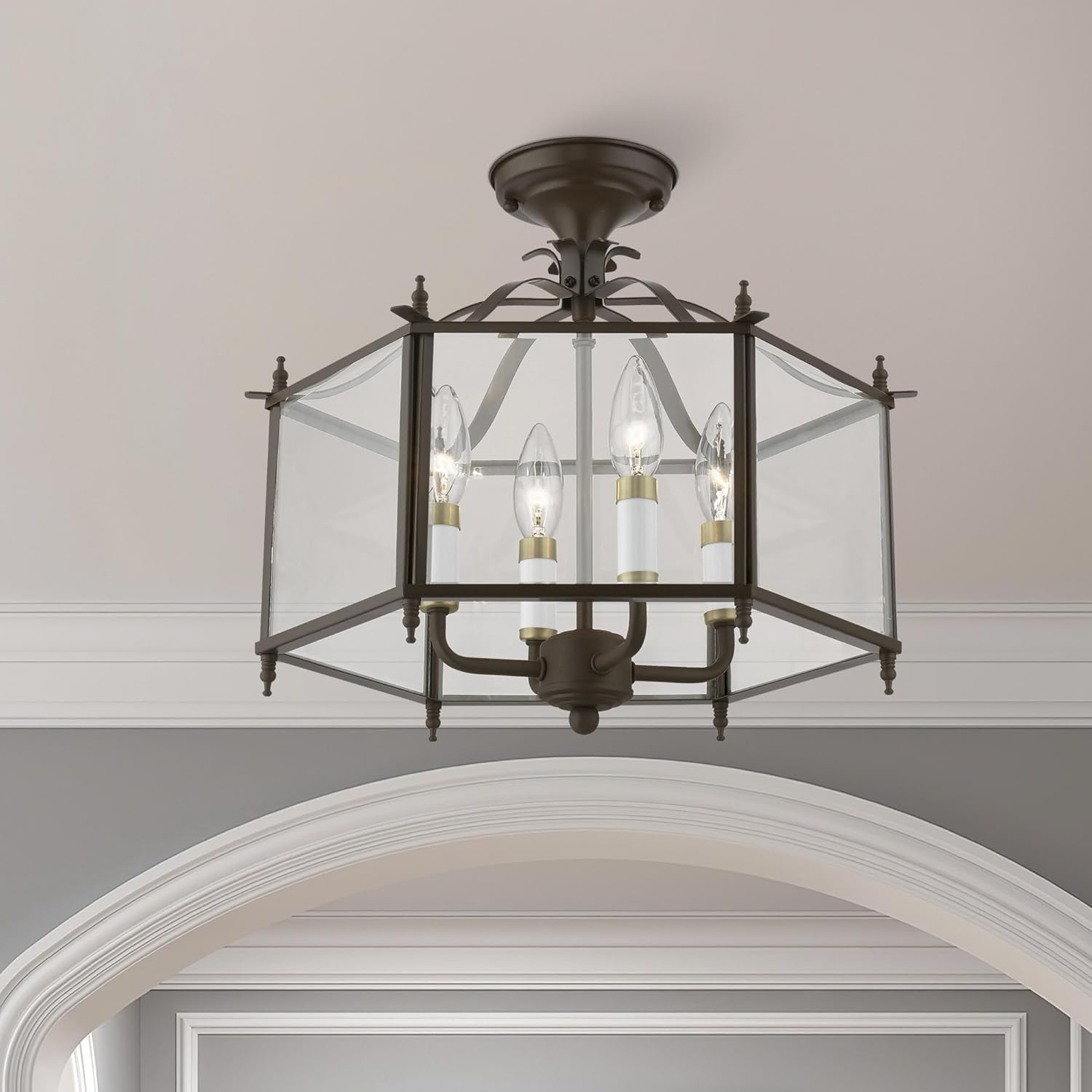 Livex Lighting Livingston 4 - Light Pendant in  English Bronze/Antique Brass