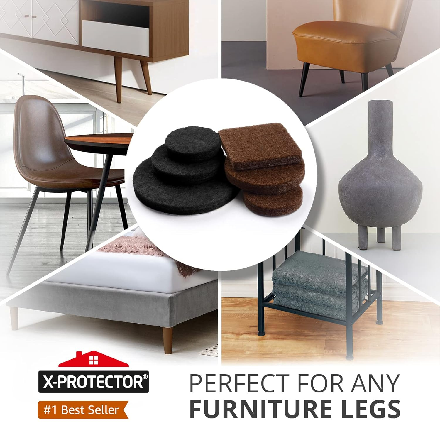 235-Piece Brown and Black Felt Furniture Pads Set