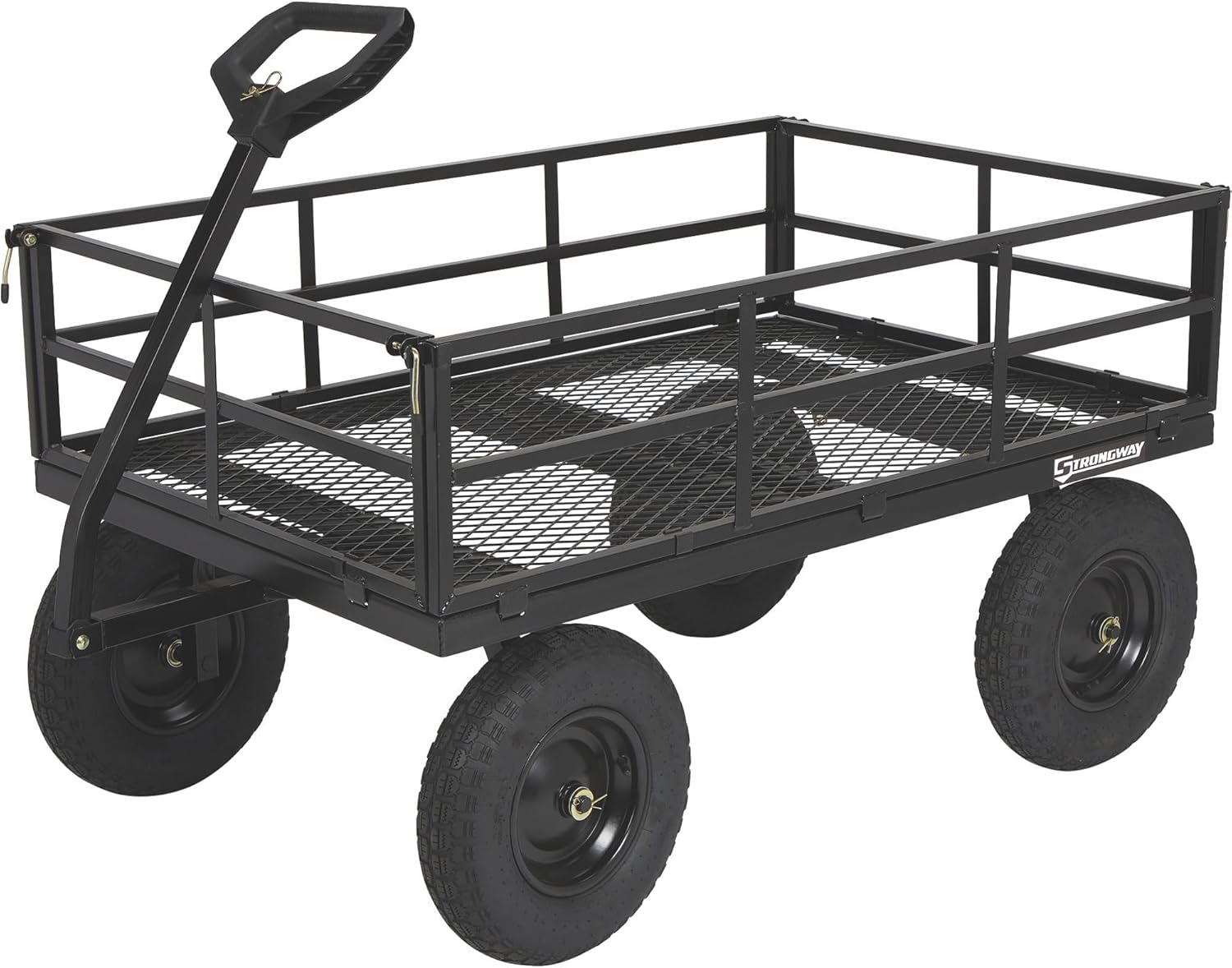 Strongway Black Steel Utility Cart with Pneumatic Wheels