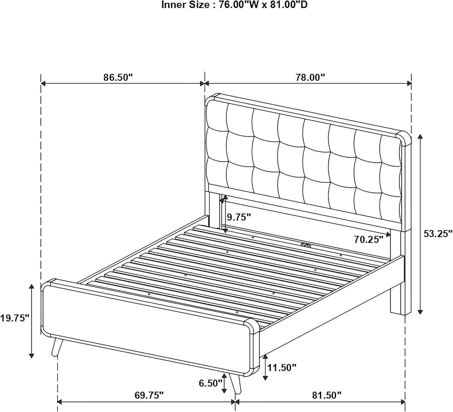 Robyn Eastern King Bed with Upholstered Headboard Dark Walnut