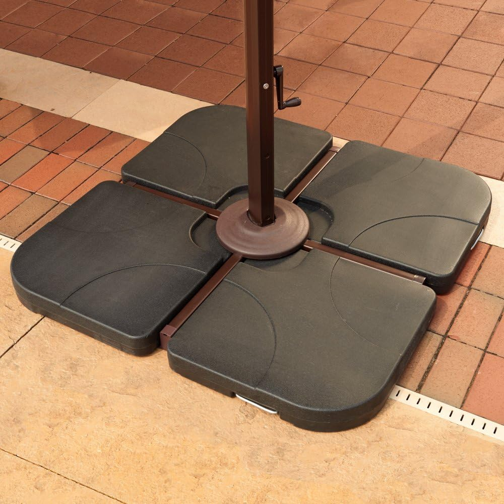 35-lb Resin Cross-Arm Umbrella Base Weights, Ebony, Set of 4