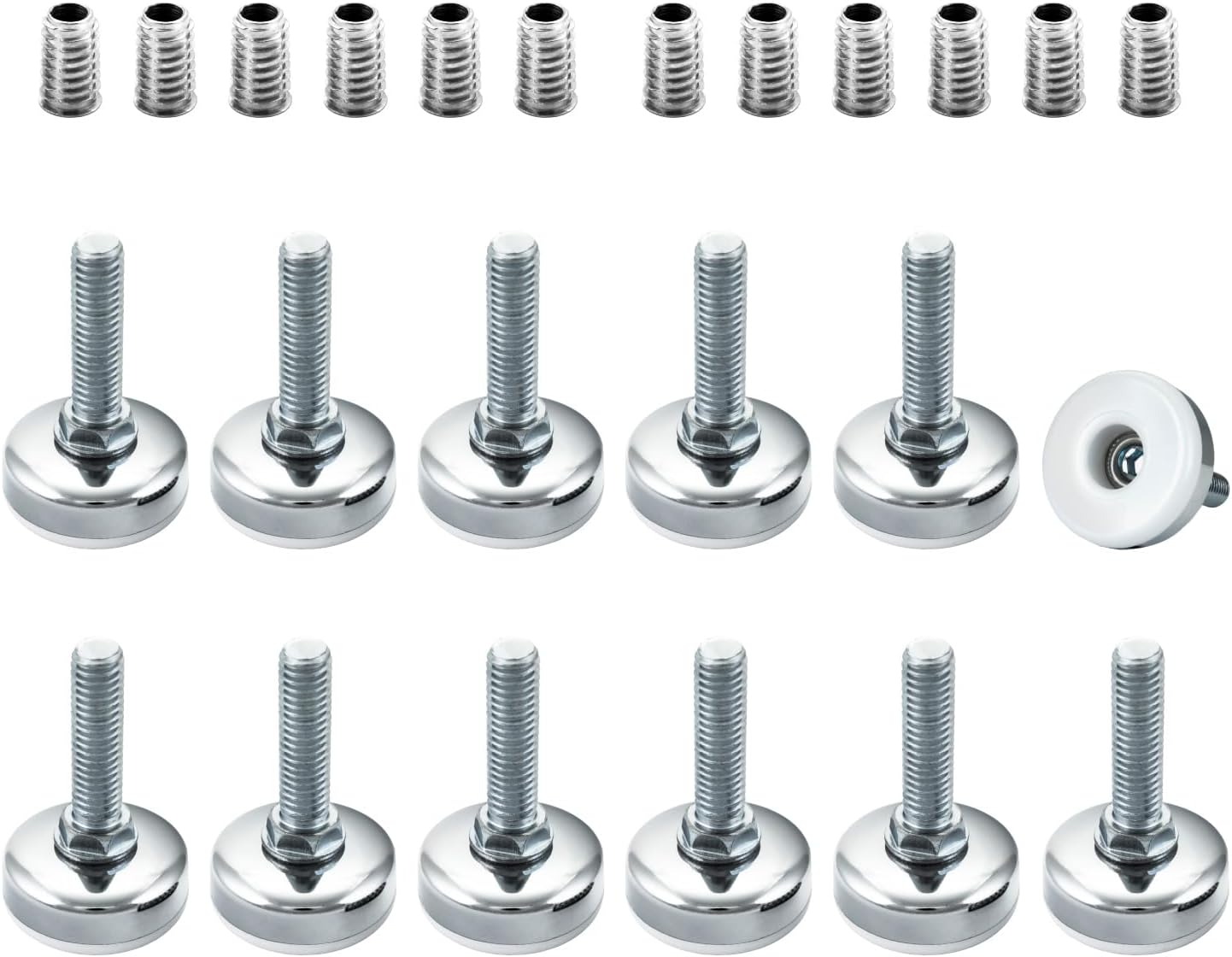 Chrome Heavy Duty Adjustable Furniture Leveling Feet Set of 12