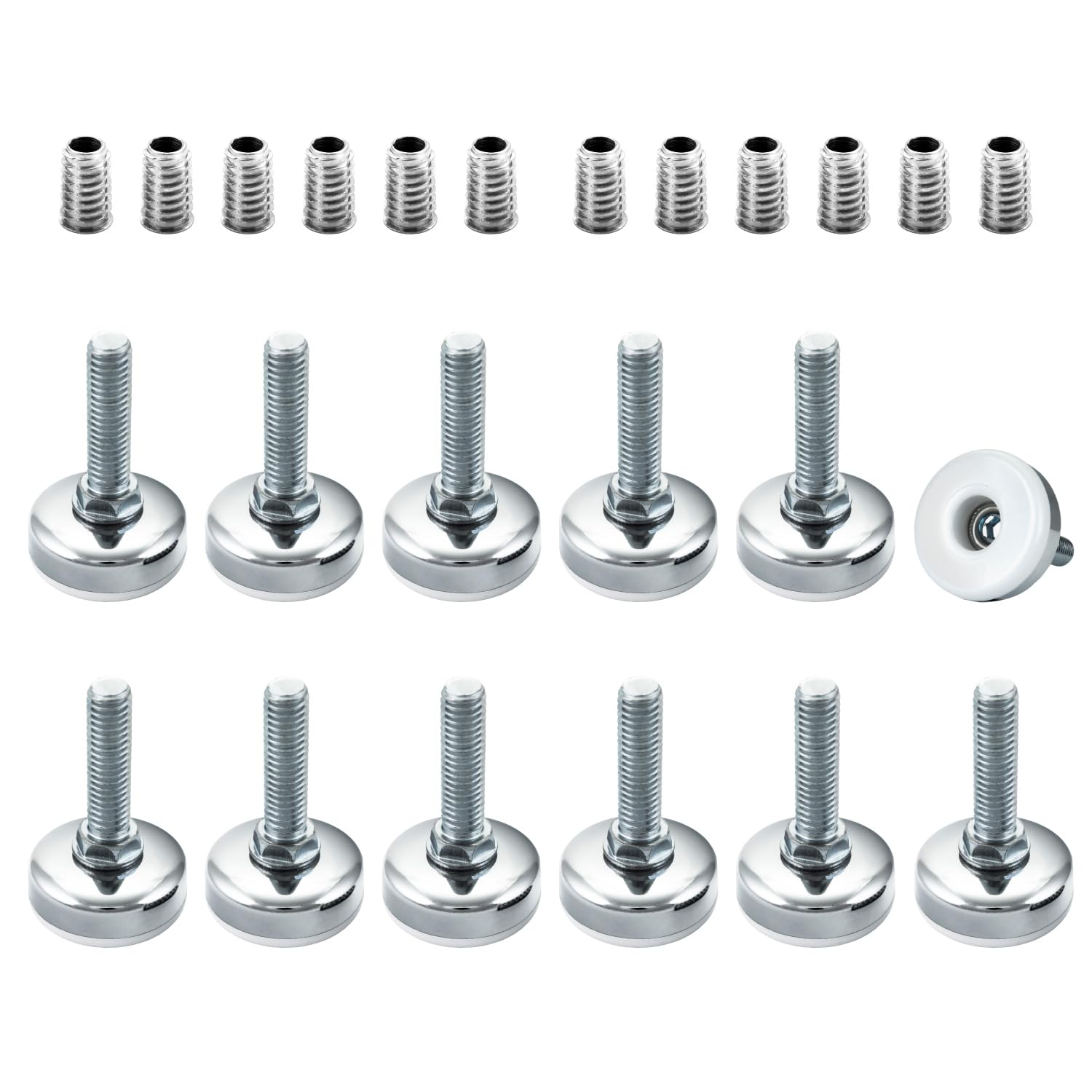 Chrome Heavy Duty Adjustable Furniture Leveling Feet Set of 12